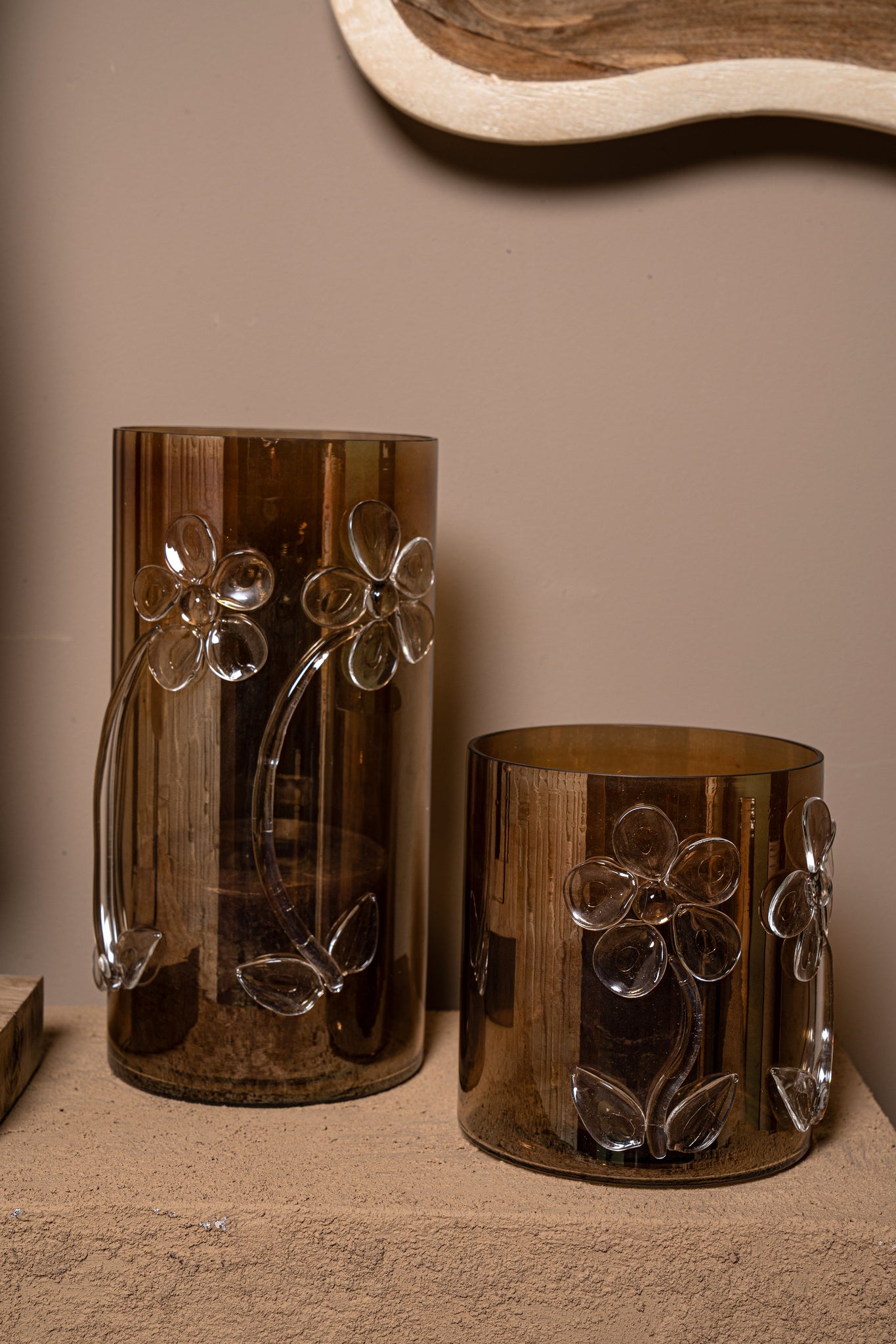 Allya Photophores en verre - Marron foncé