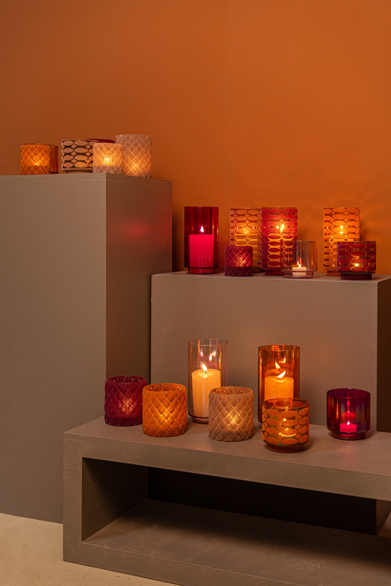 Marabel Bougeoirs en verre - Rose