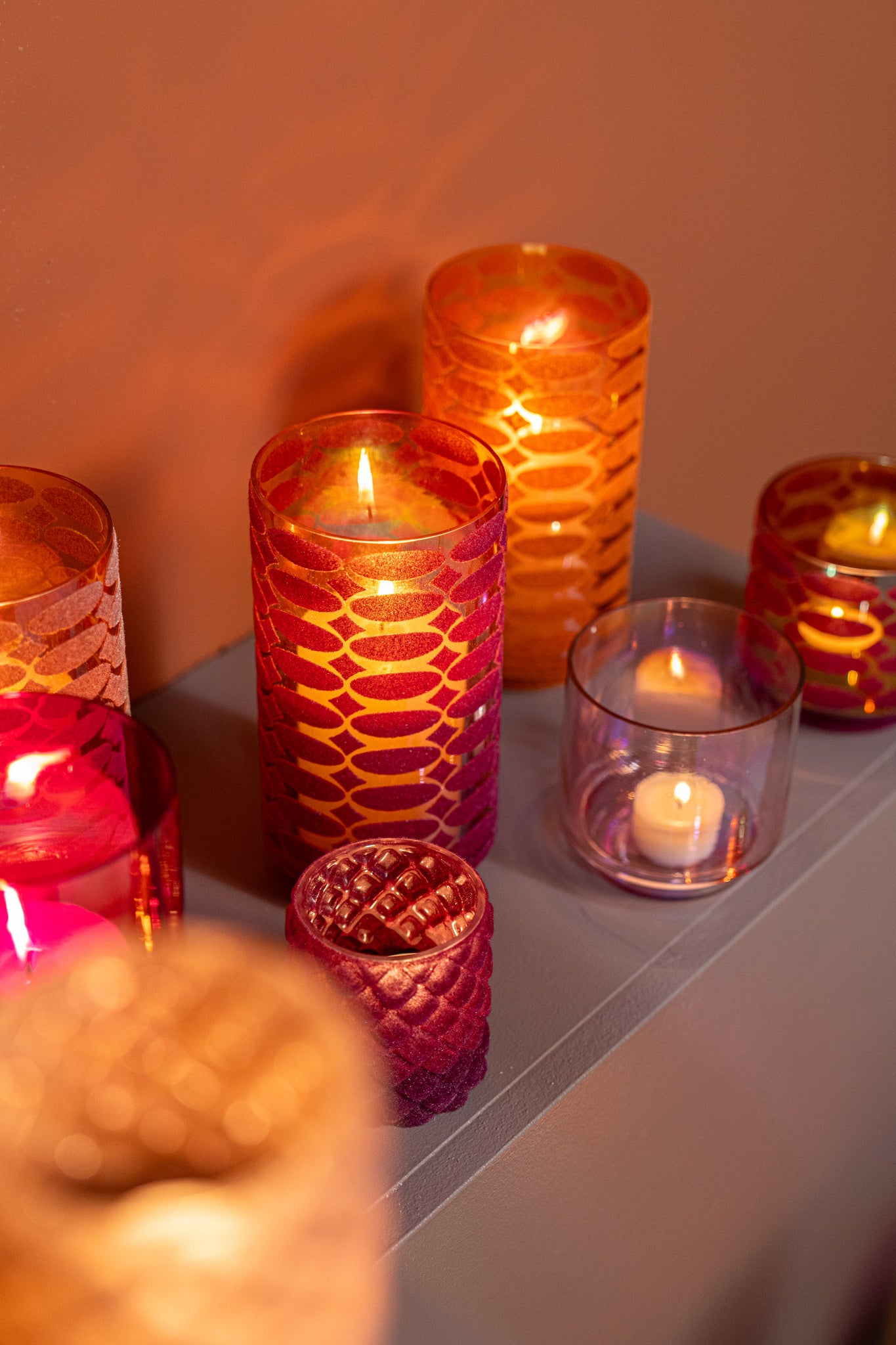 Nadara Bougeoirs en verre - Orange