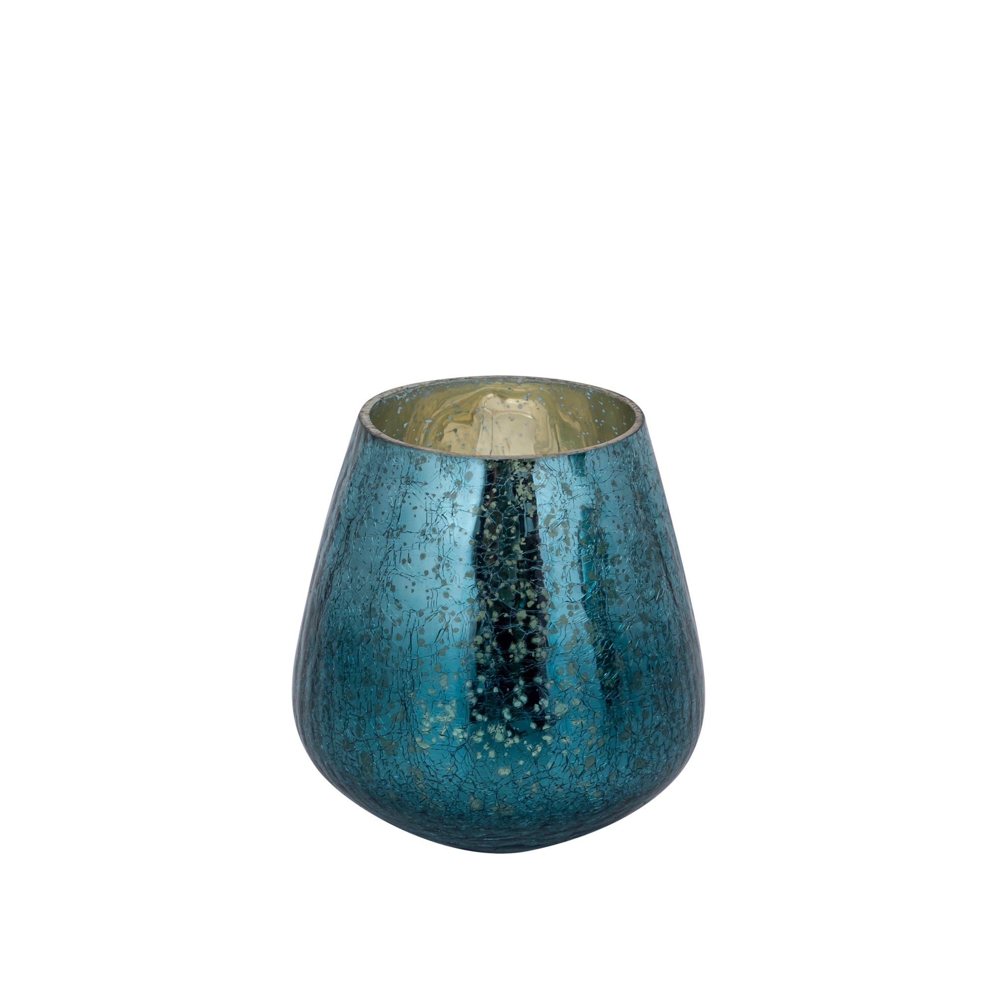 Mayna Photophores en verre — Green Bulb Tealight Crackle - Bleu canard