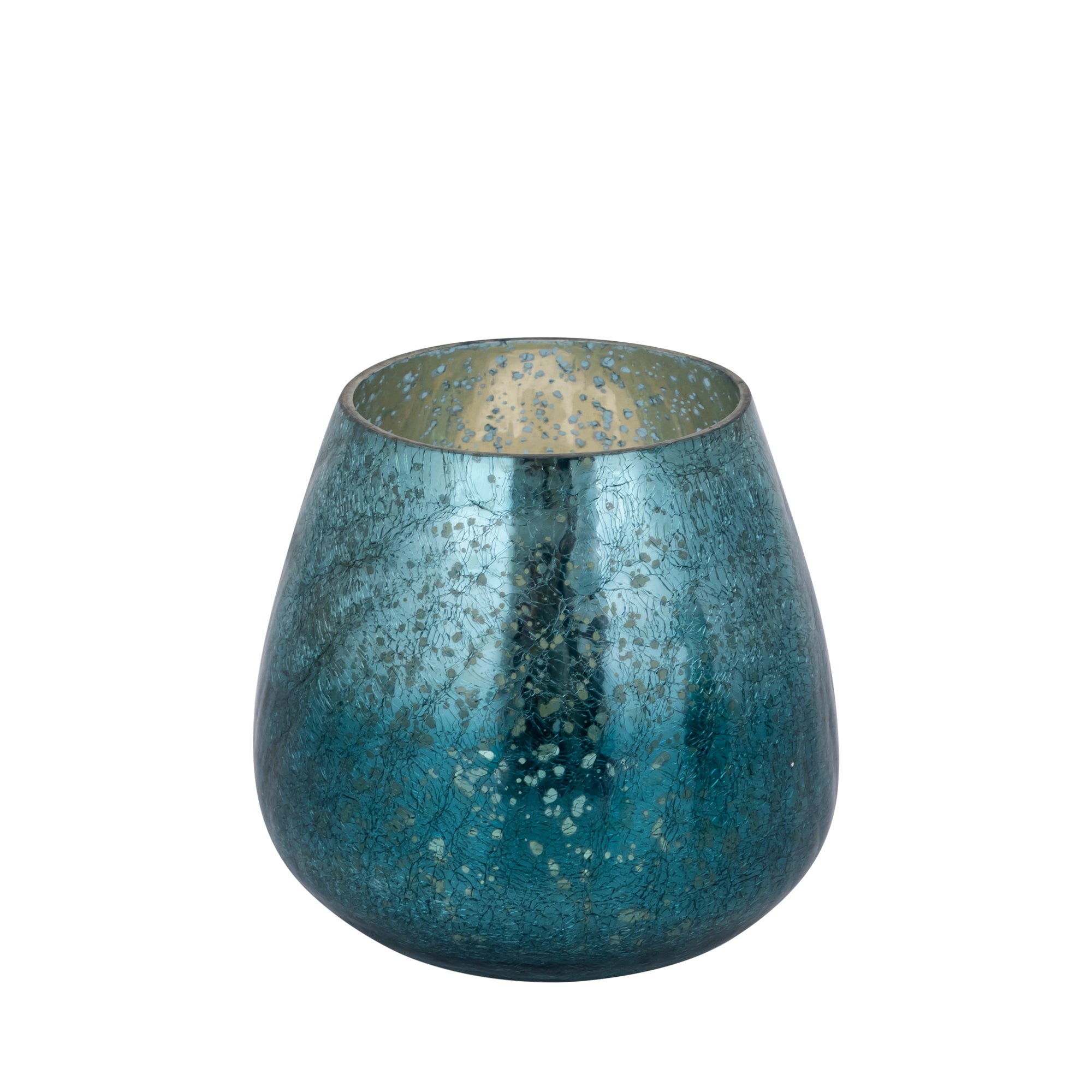 Mayna Bougeoirs en verre — Green Bulb Stormlight Crackle - Bleu canard