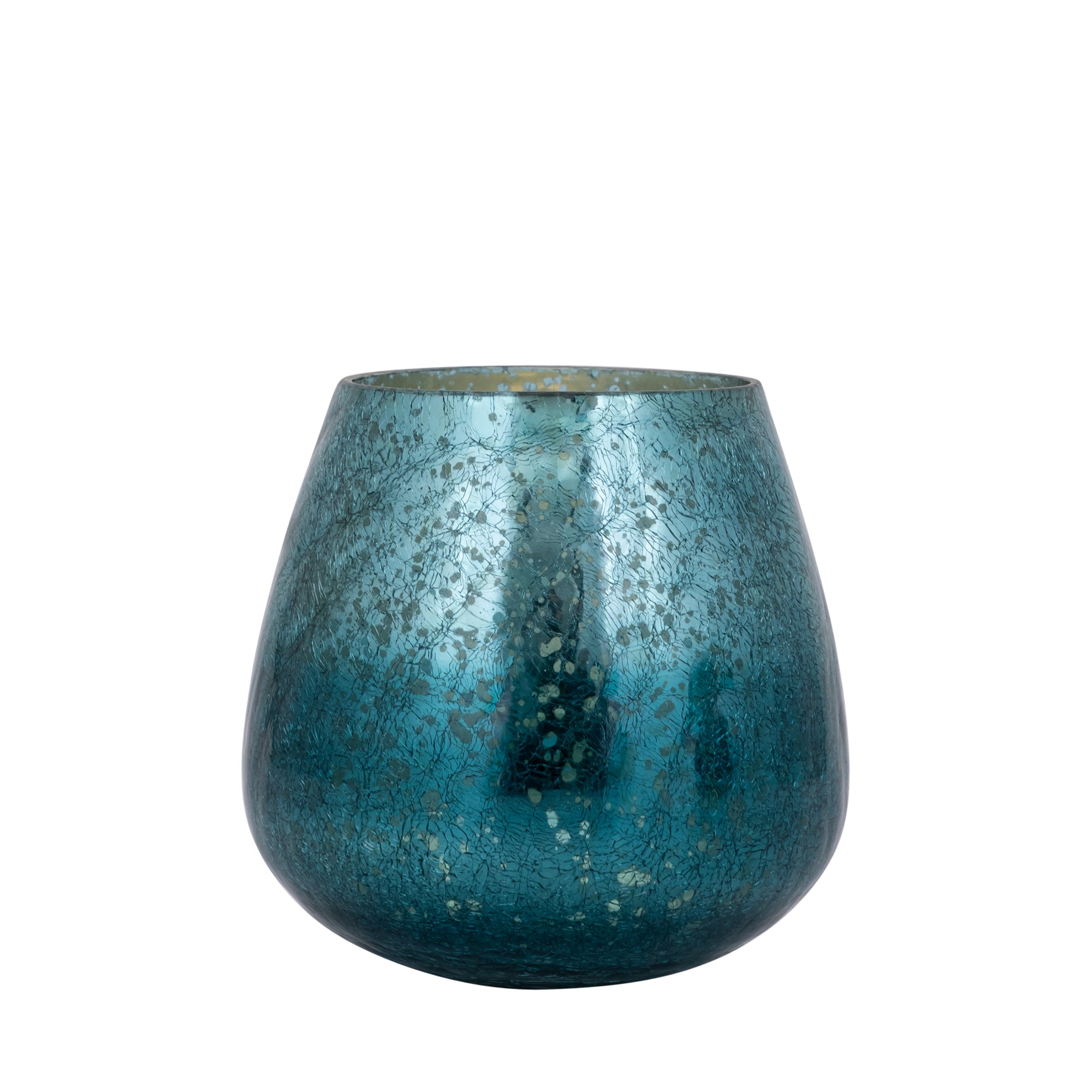 Mayna Bougeoirs en verre — Green Bulb Stormlight Crackle - Bleu canard
