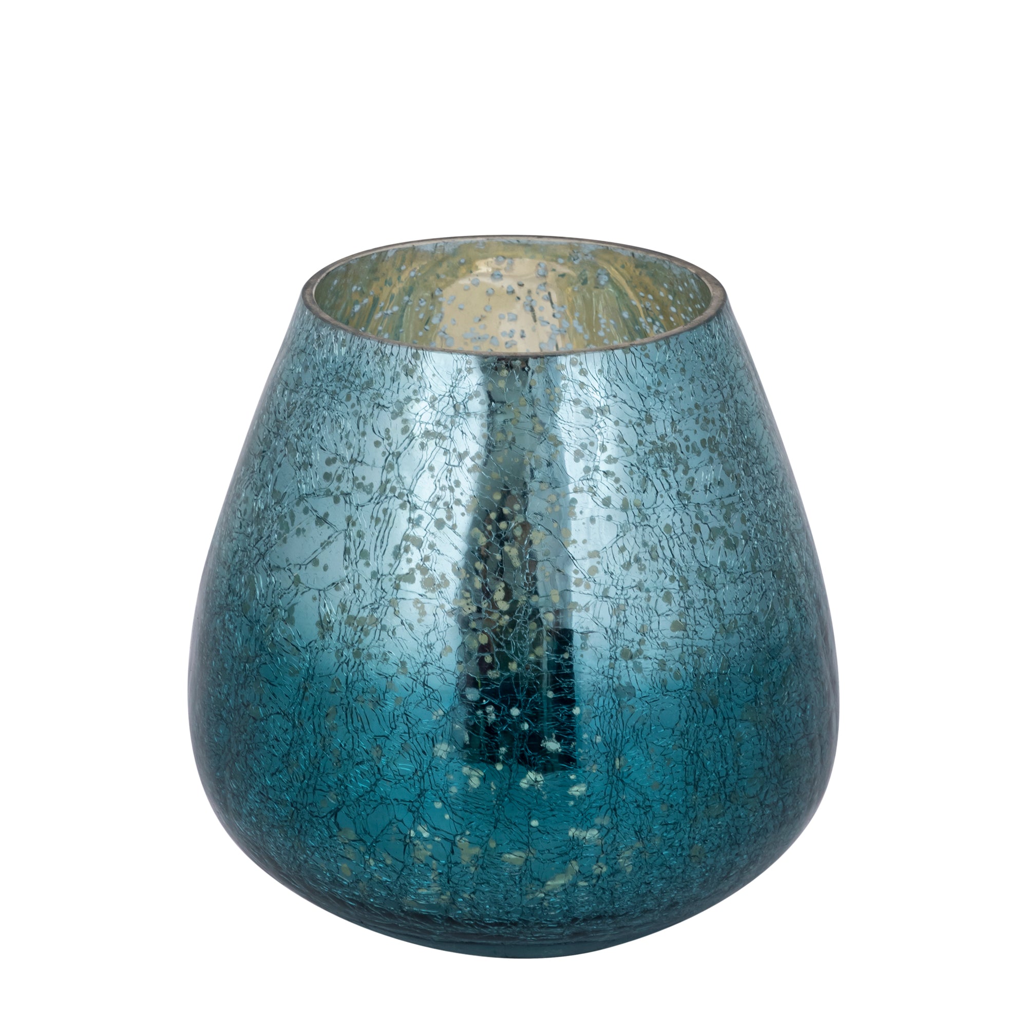 Mayna Bougeoirs en verre — Green Bulb Stormlight Crackle - Bleu canard