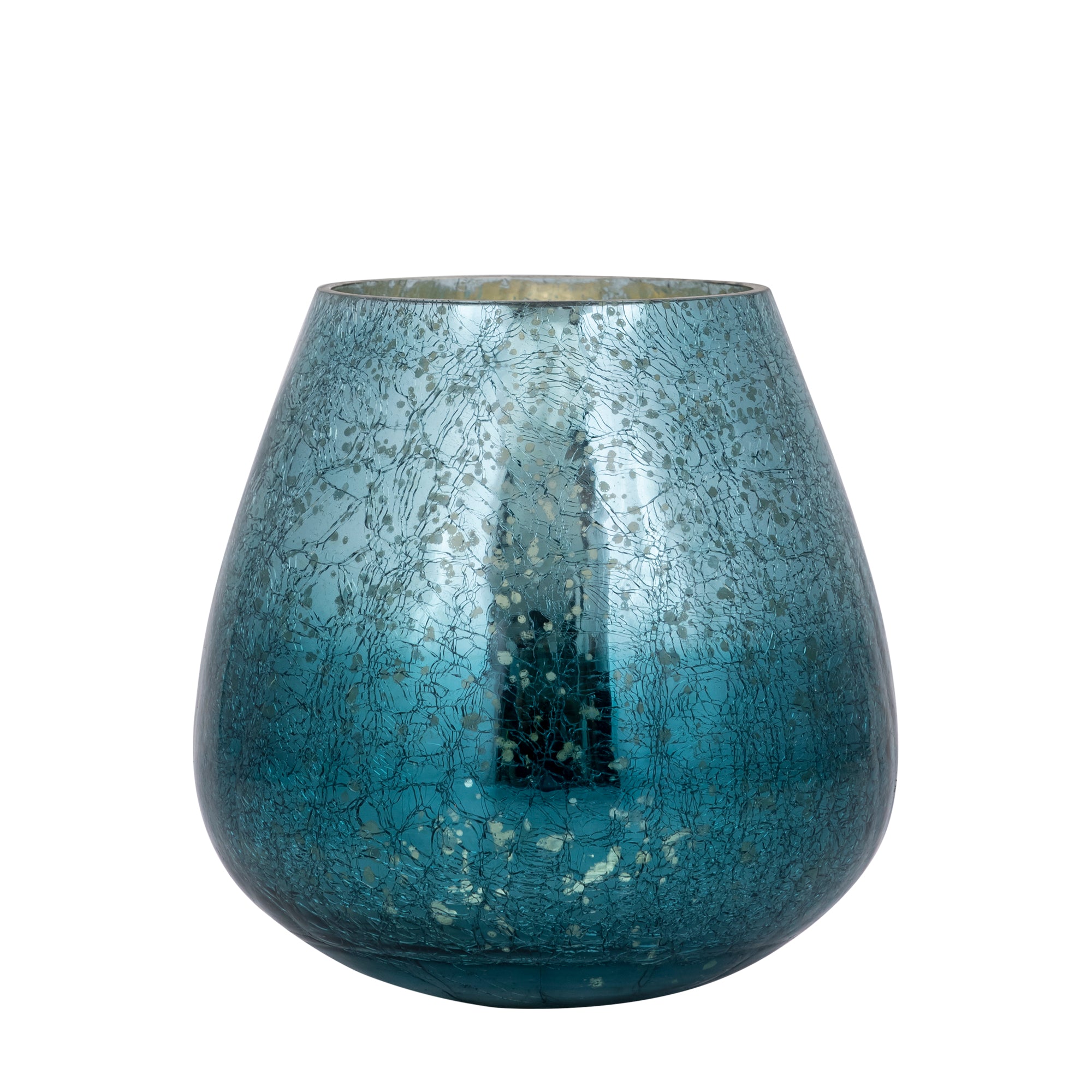 Mayna Bougeoirs en verre — Green Bulb Stormlight Crackle - Bleu canard