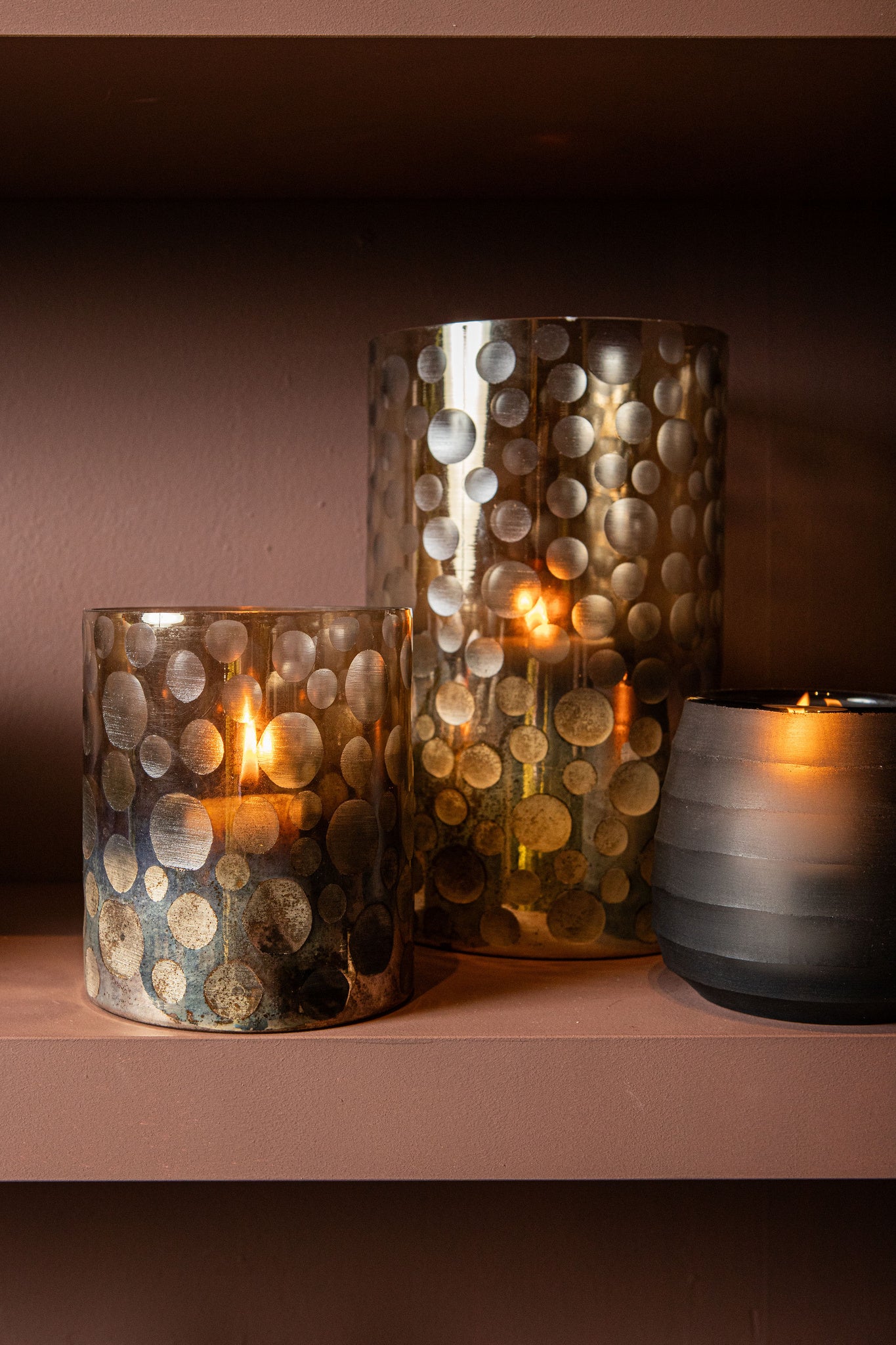 Bridgid Photophores en verre - Marron