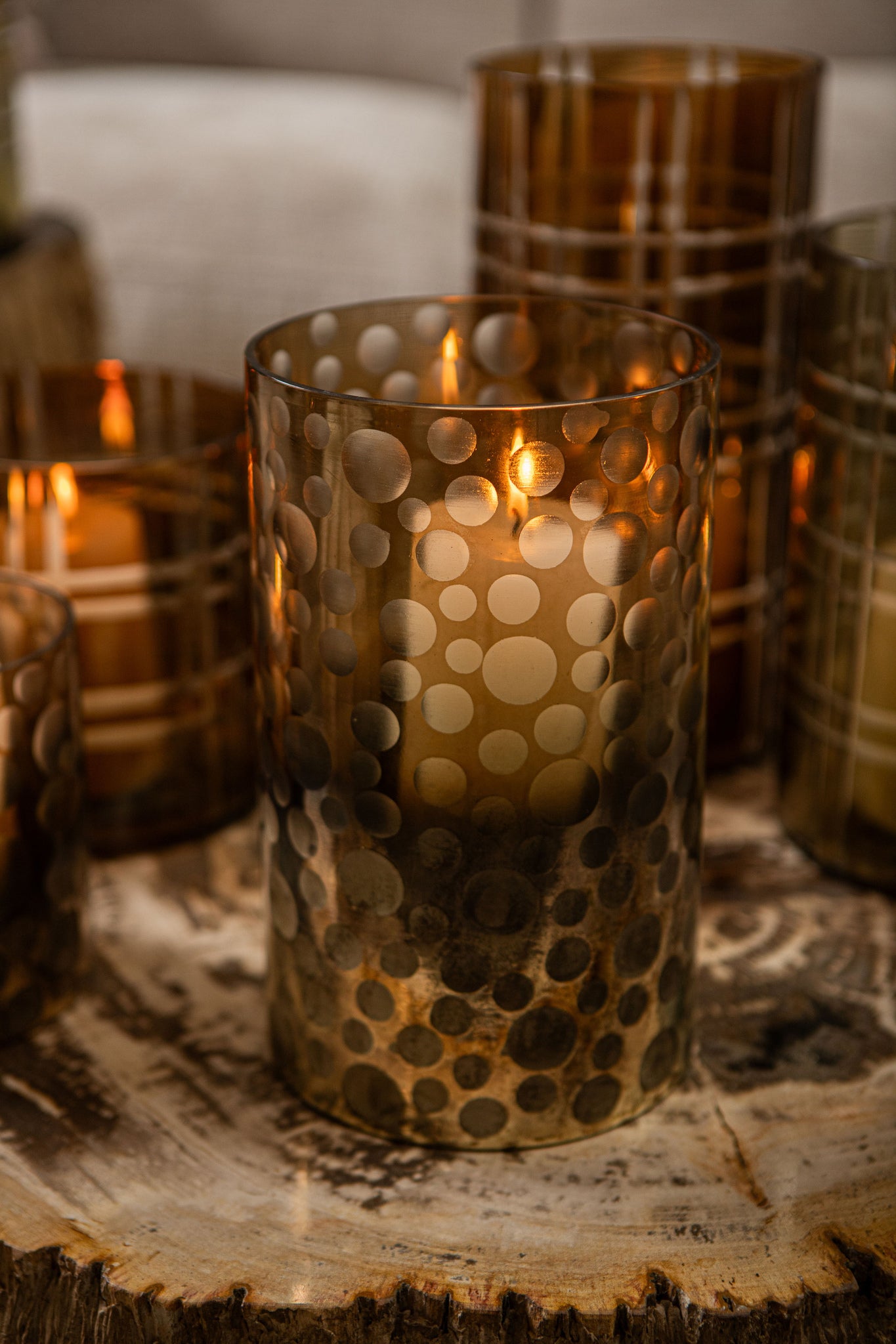 Bridgid Bougeoirs en verre - Marron