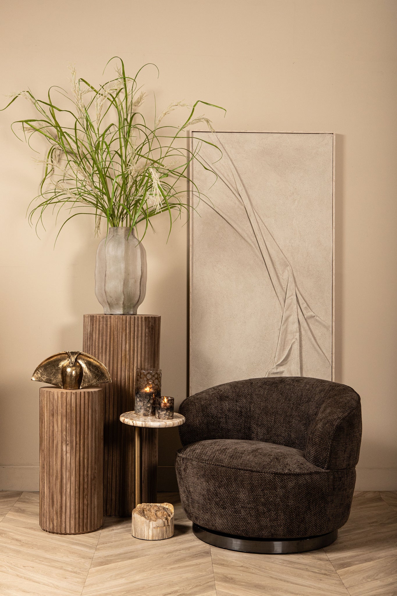 Bridgid Bougeoirs en verre - Marron