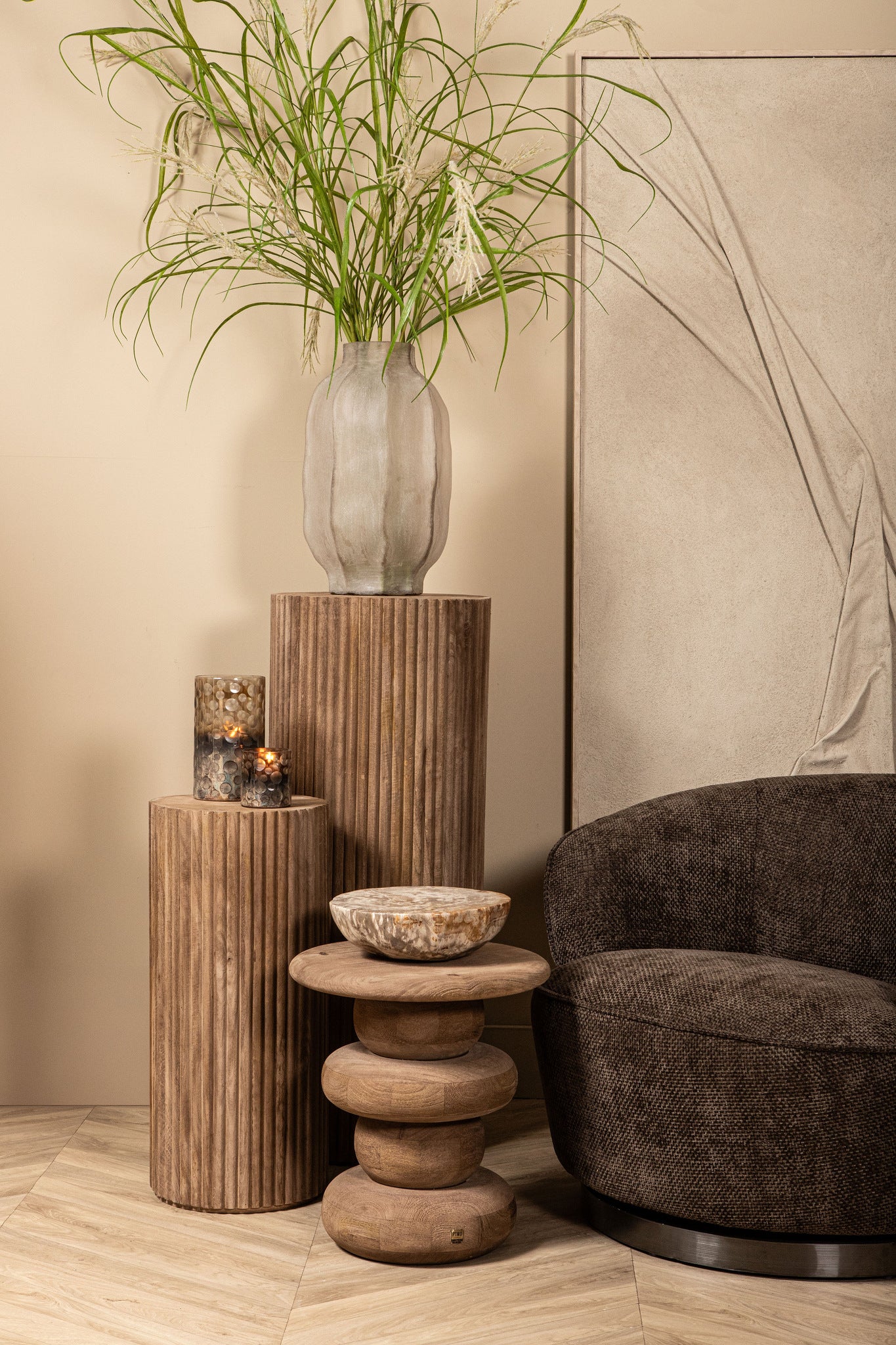 Bridgid Bougeoirs en verre - Marron