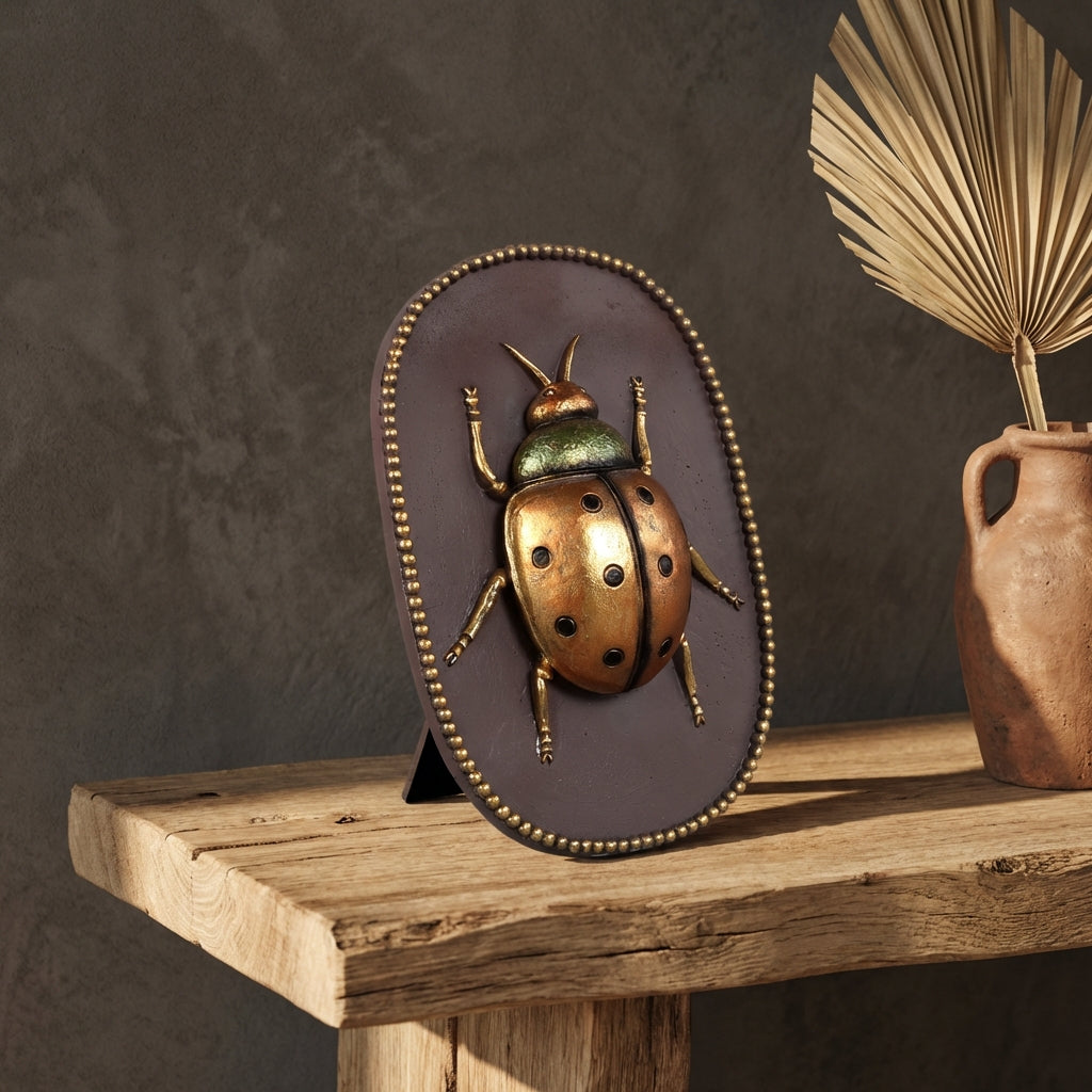 Adalay Gold poly ladybug shaped wall hanger
