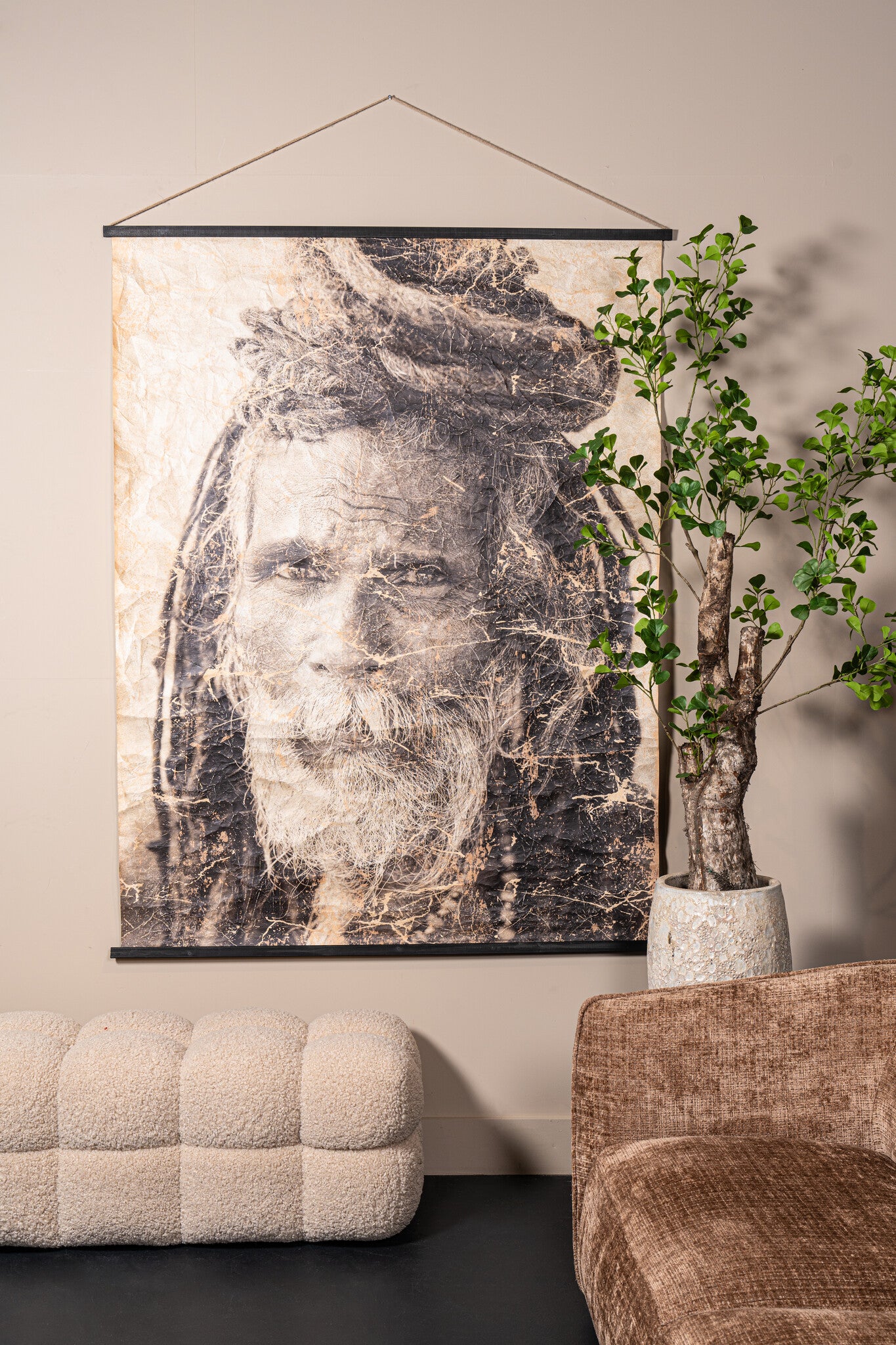 Alexy Beige composite paper paiting man dreadlocks
