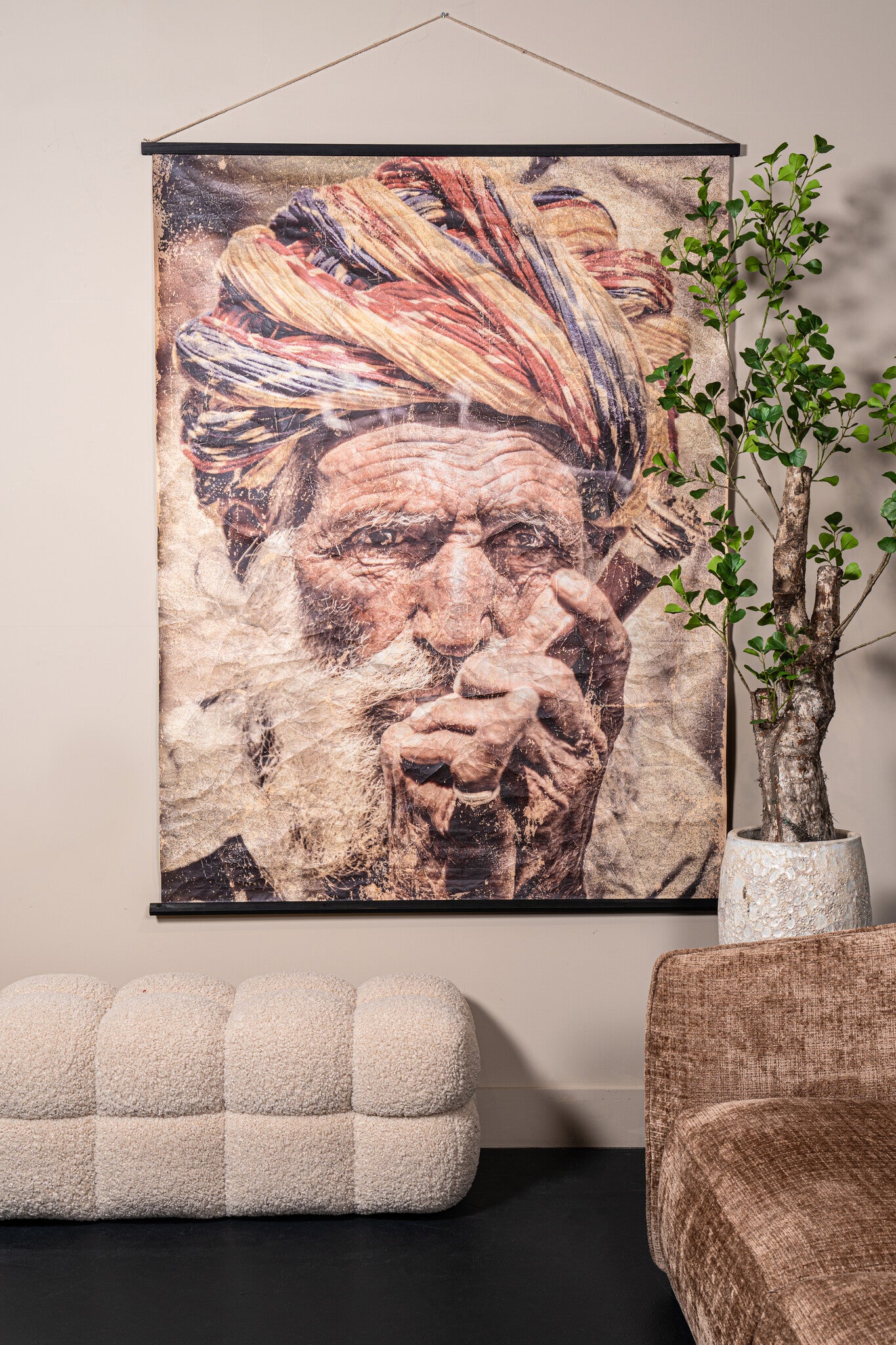 Alexy Beige composite paper paiting man w turban