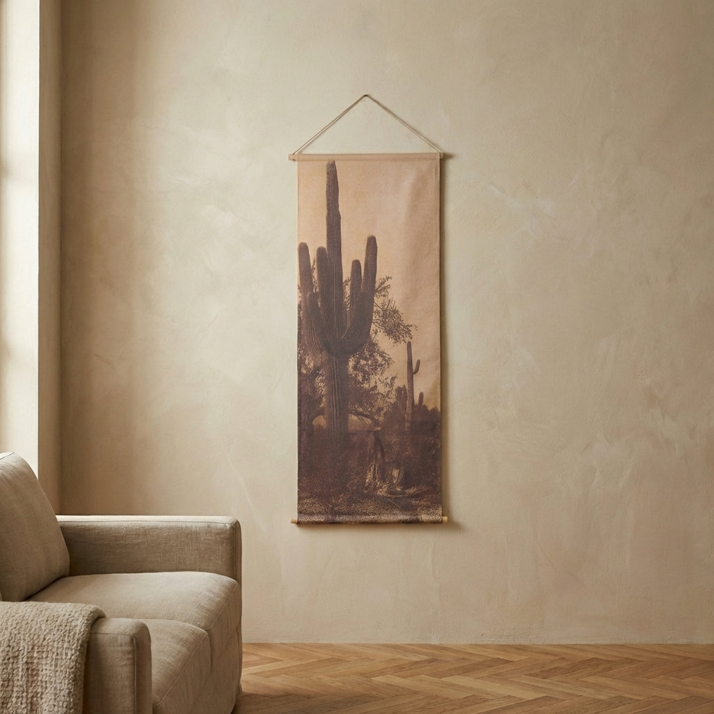 Nimrod Light Brown linnen paiting w big cactuses