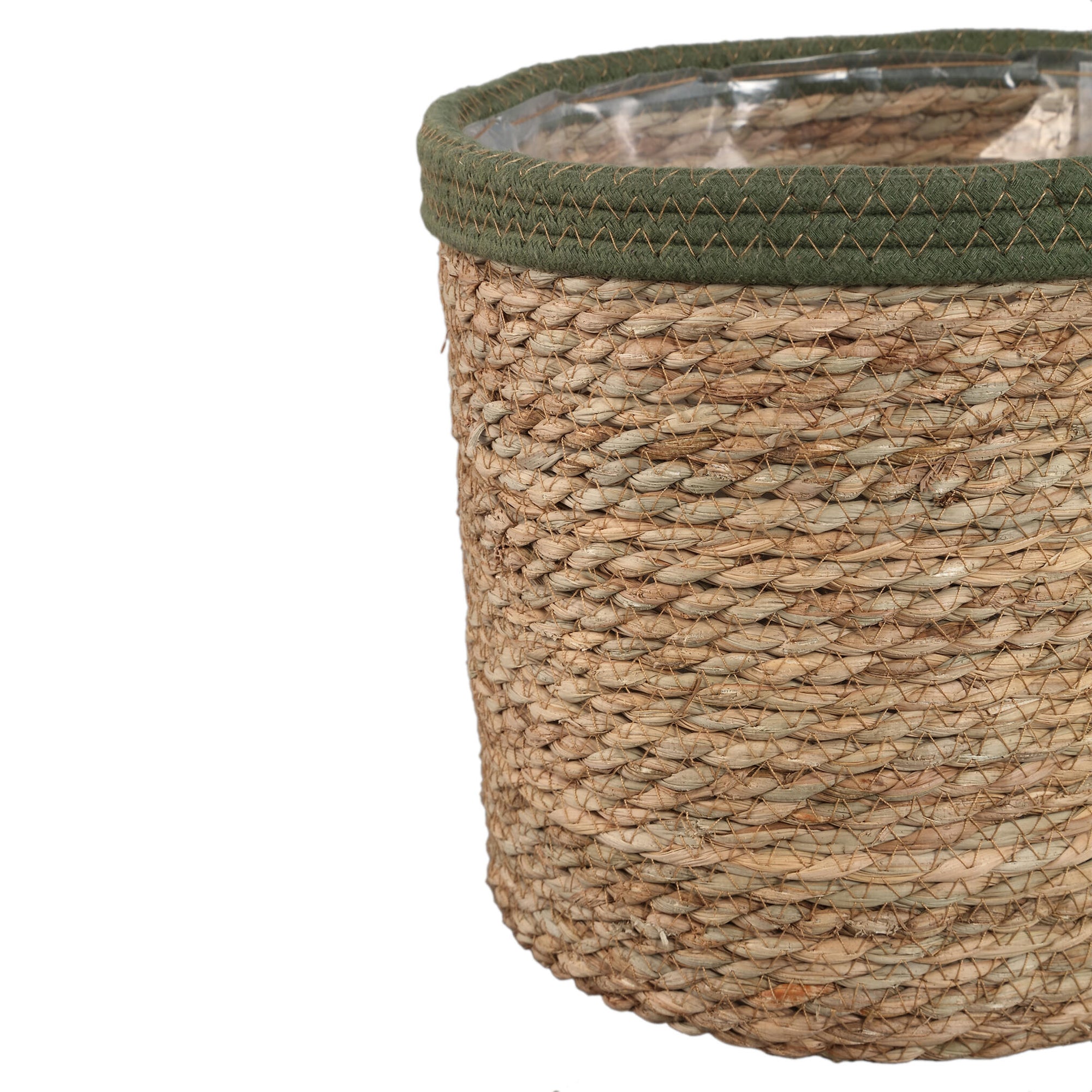 Leavy Dark Green border straight rattan basket SV3