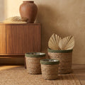 Panier Leavy — Foncé Vert Bordure straight Rotin SV