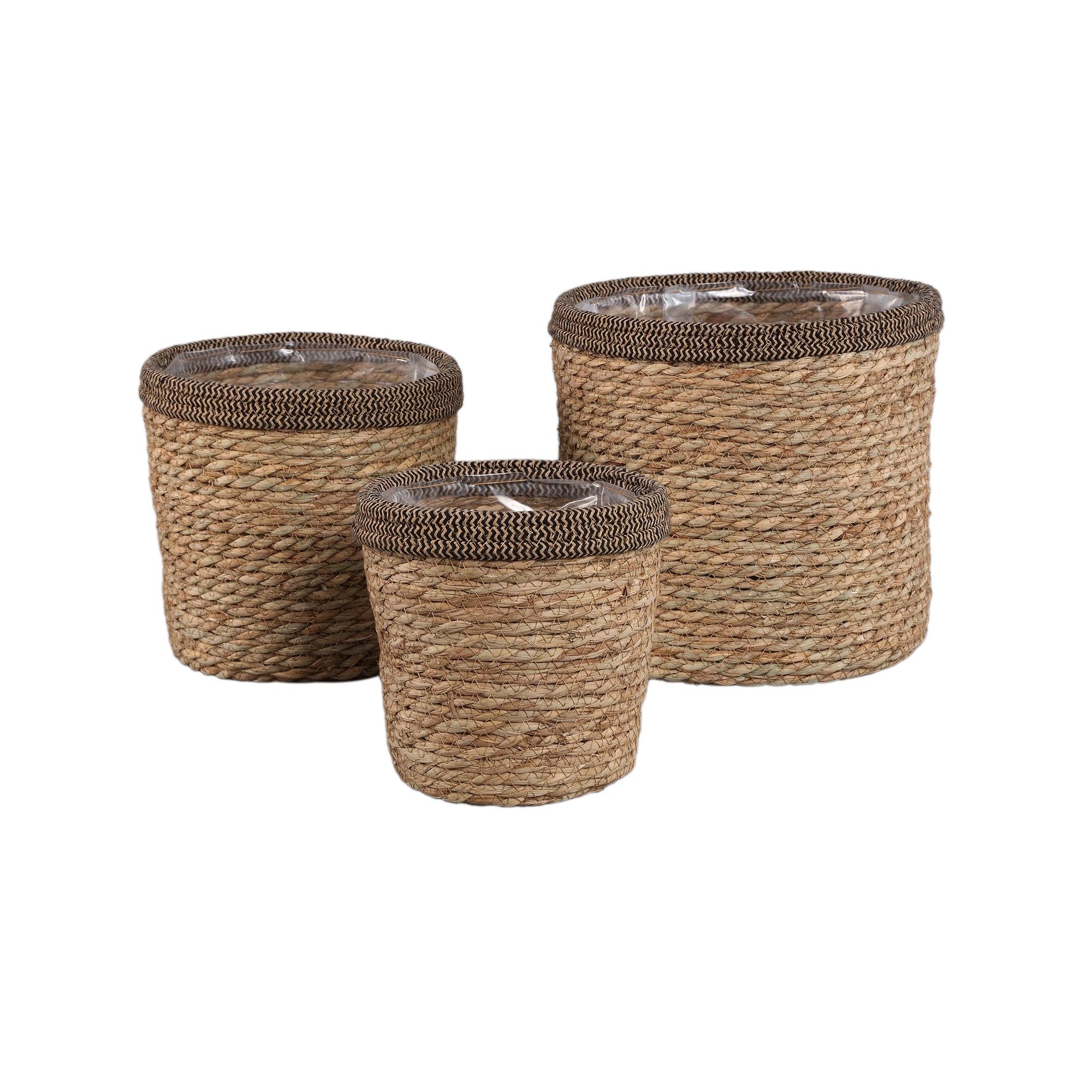 Leavy Dark Brown border straight rattan basket SV3
