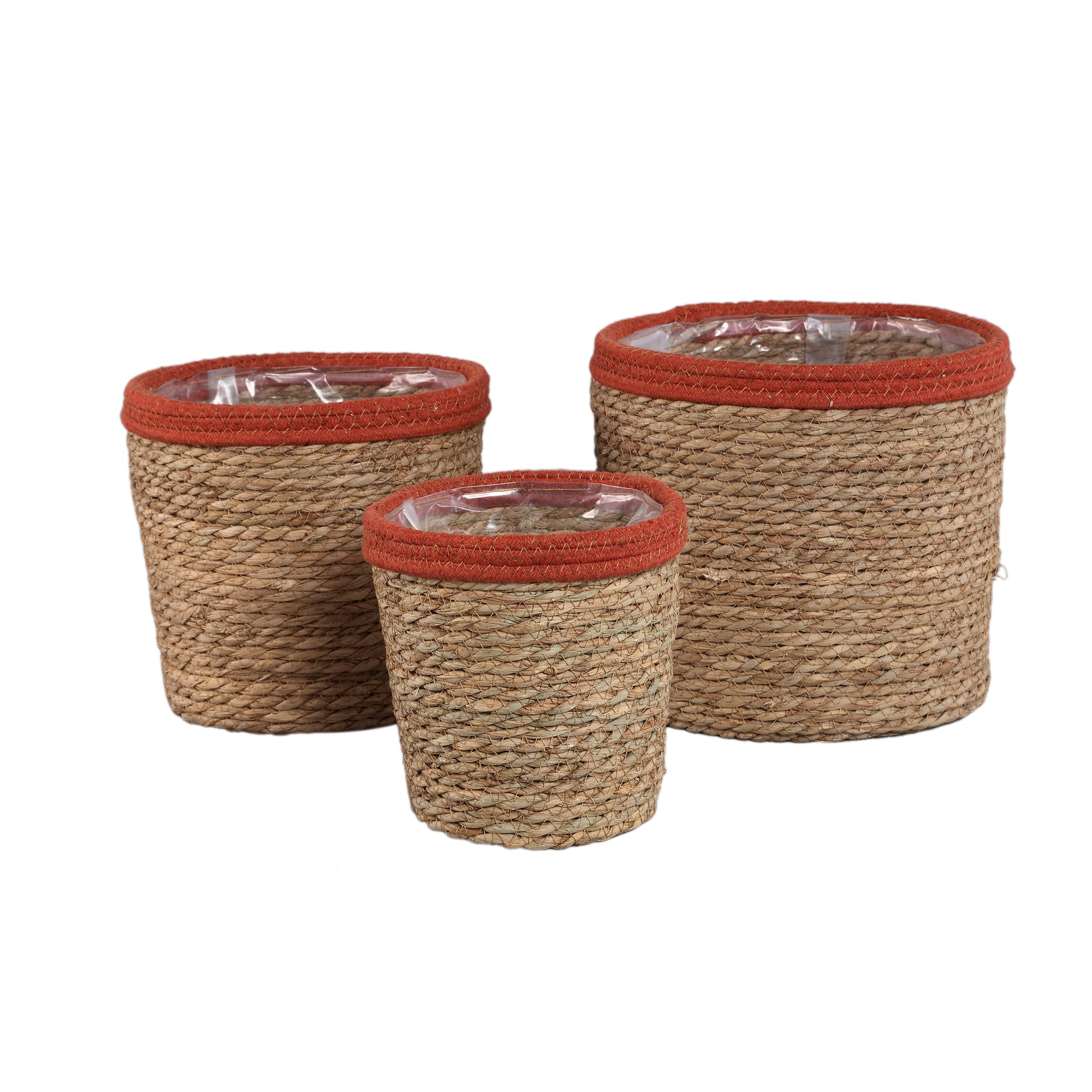 Leavy Rust border straight rattan basket SV3
