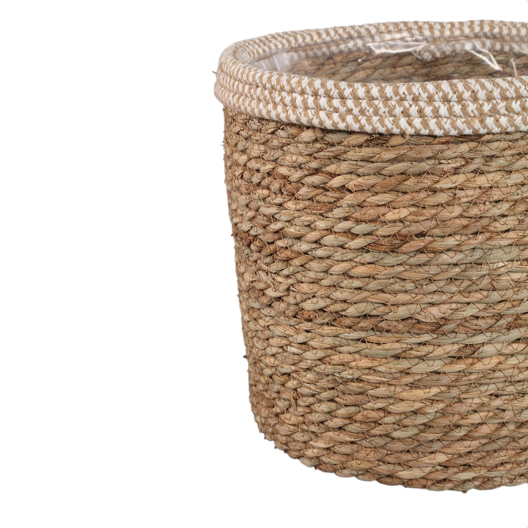 Leavy White border straight rattan basket SV3