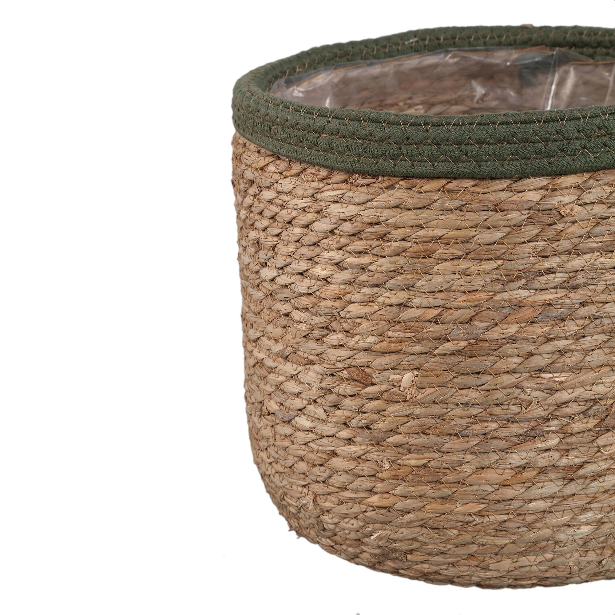 Leavy Dark Green border taps rattan basket SV2