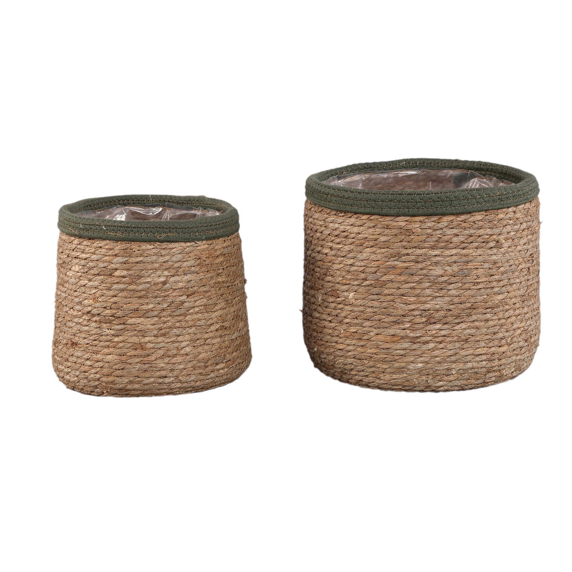 Leavy Dark Green border taps rattan basket SV2