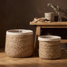 Leavy White border taps rattan basket SV2