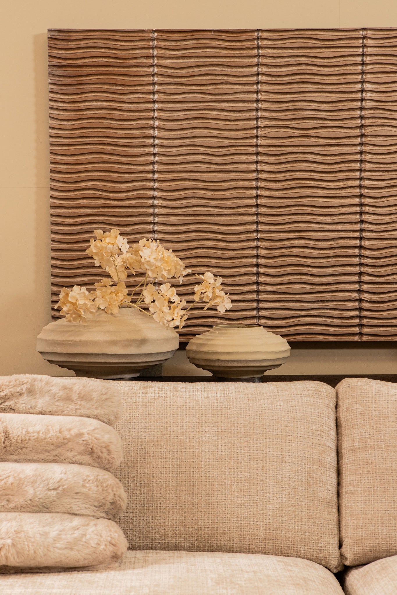 Seline Bronze MDF wavy stripe layer wall panel L