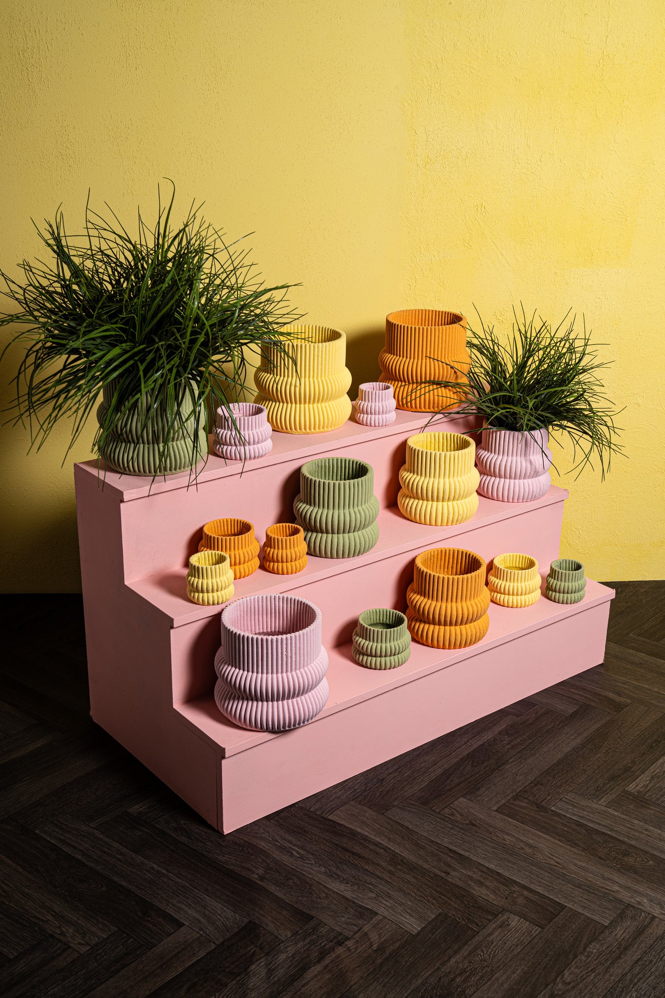 Lucas Pot en ciment - Light Pink, Mint Green, Orange