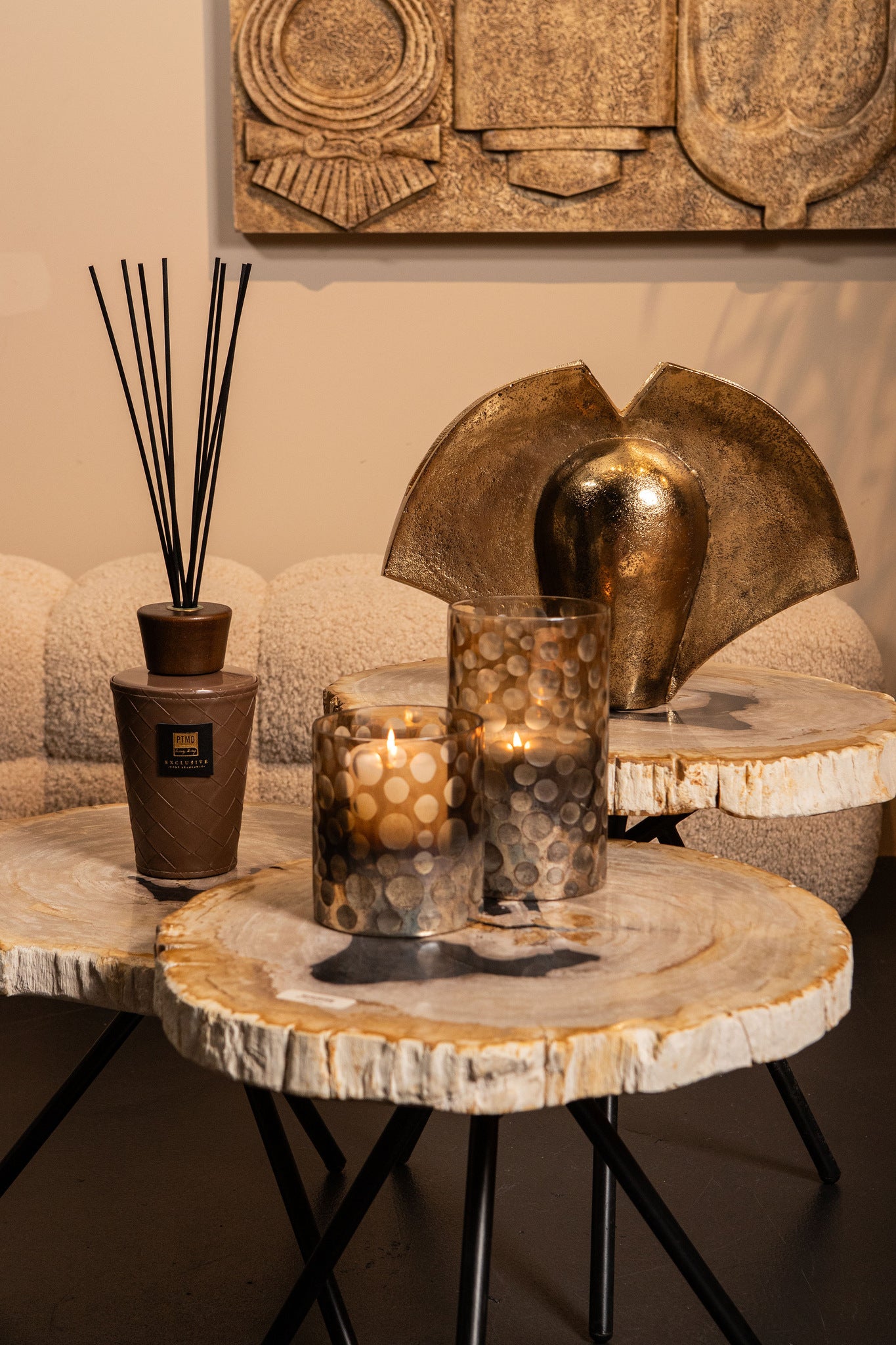 Bridgid Bougeoirs en verre - Marron