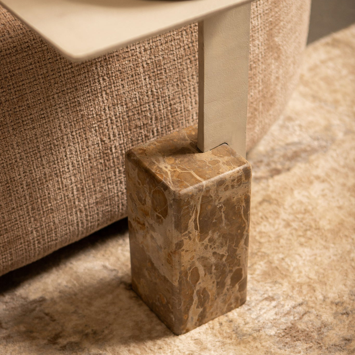 Ebe Beige Marble sidetable with rectangle alu top - Photo 7