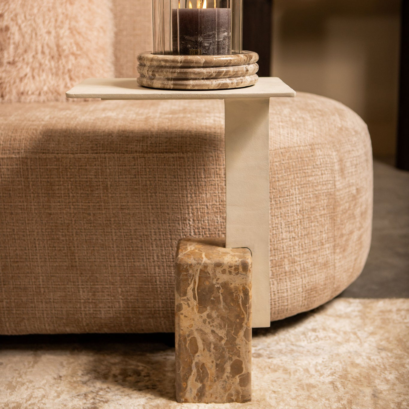 Ebe Beige Marble sidetable with rectangle alu top - Photo 5