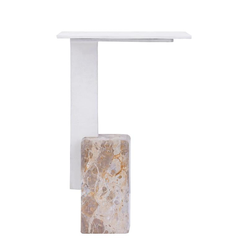 Ebe Beige Marble sidetable with rectangle alu top