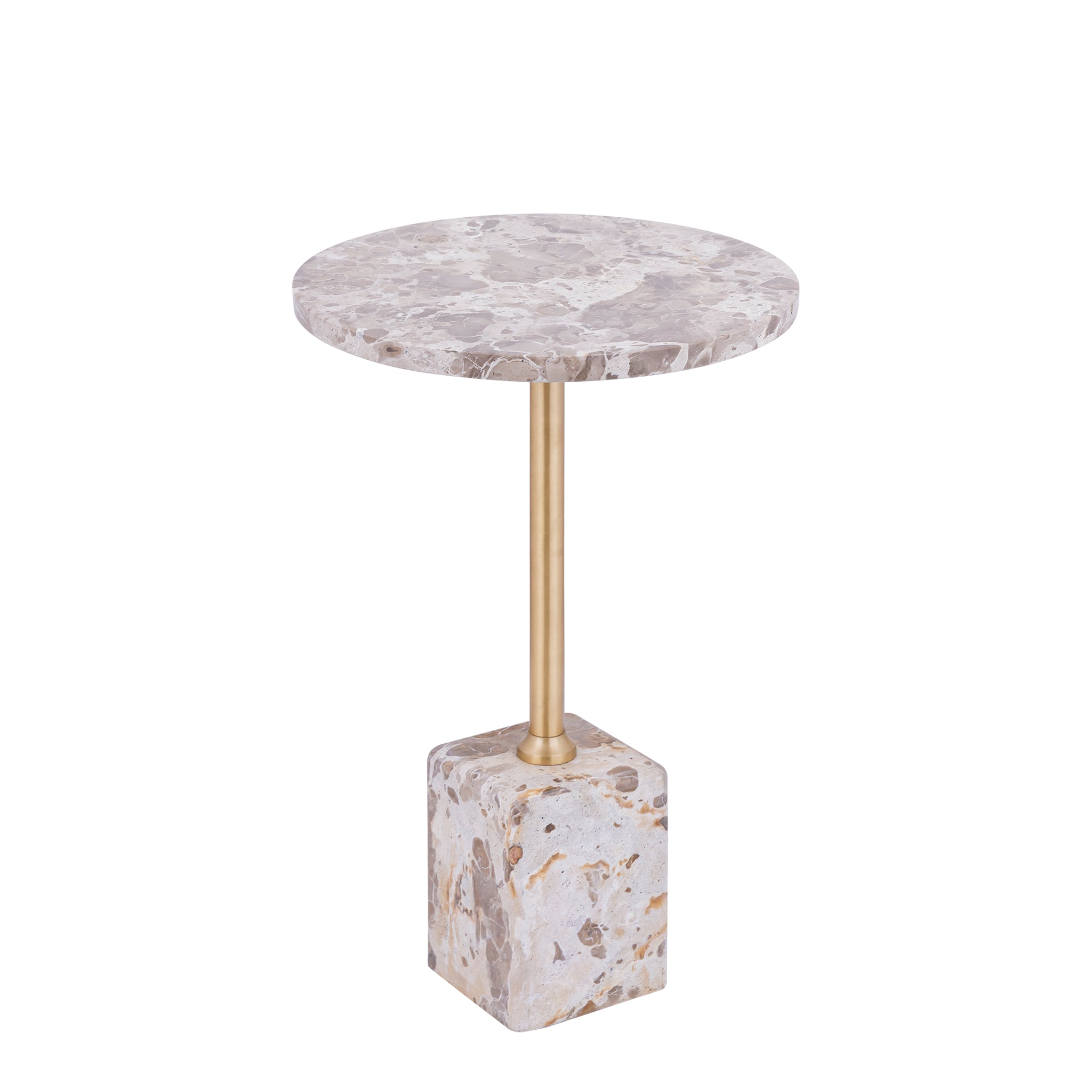 Ebe Beige Marble sidetable with round top low - Photo 3
