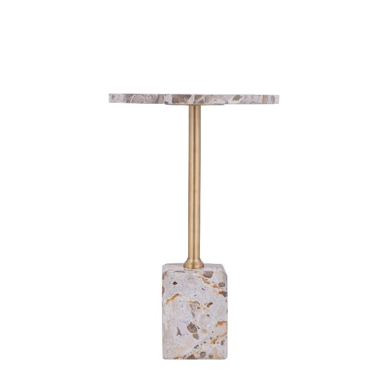 Ebe Beige Marble sidetable with round top low