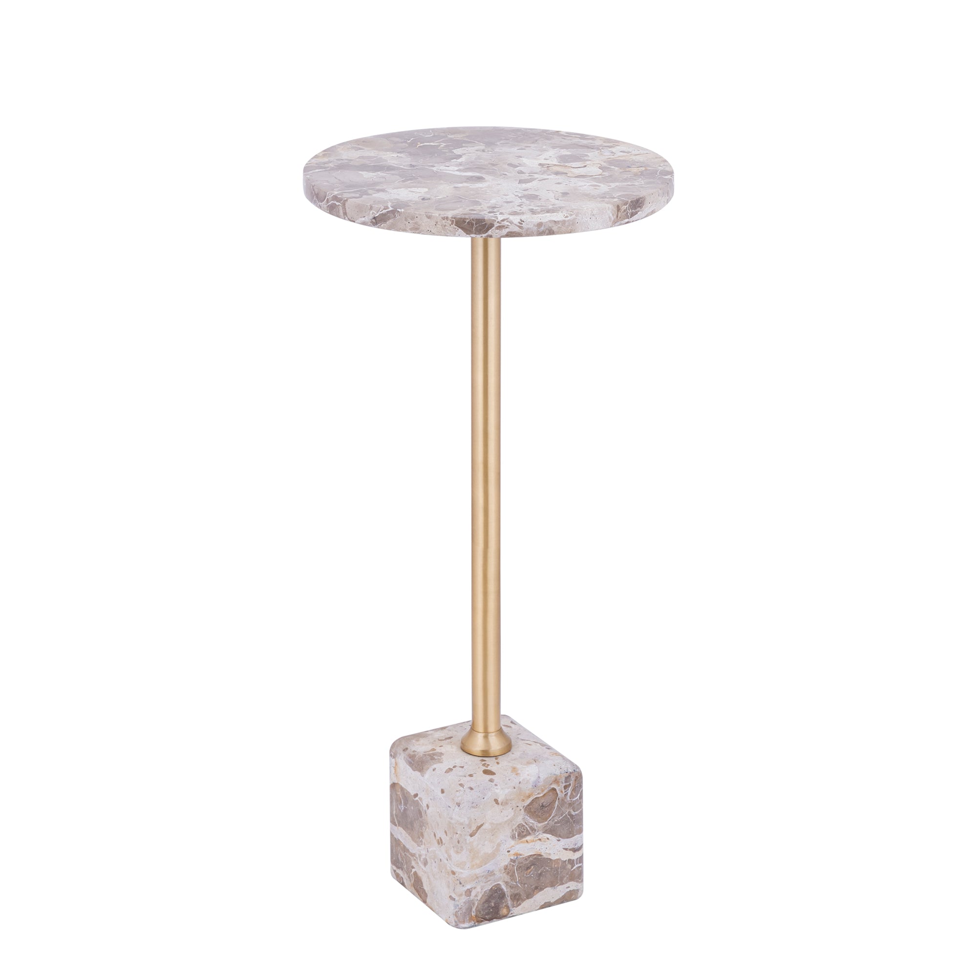 Ebe Beige Marble sidetable with round top high - Photo 3