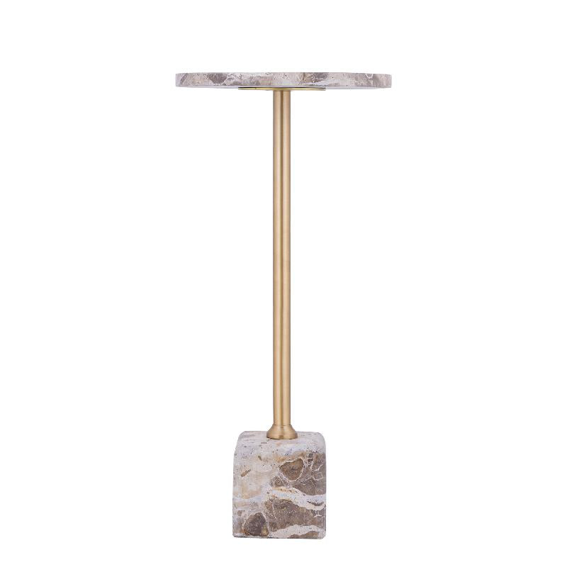 Ebe Beige Marble sidetable with round top high