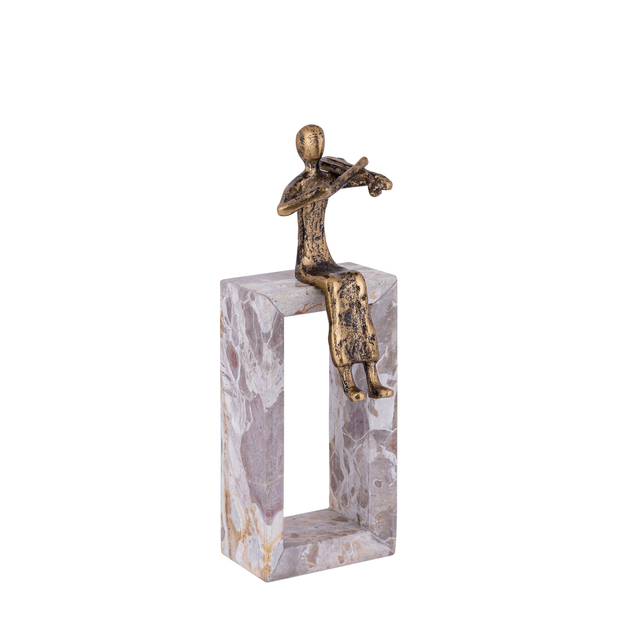Aleria Gold casted alu violin lady on marble base