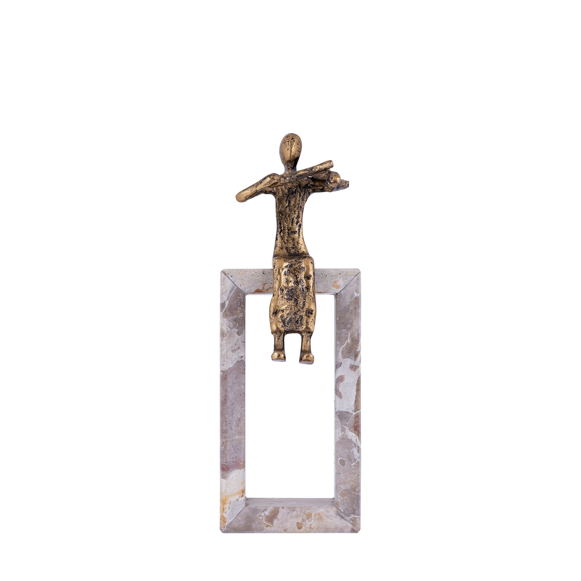 Aleria Gold casted alu violin lady on marble base