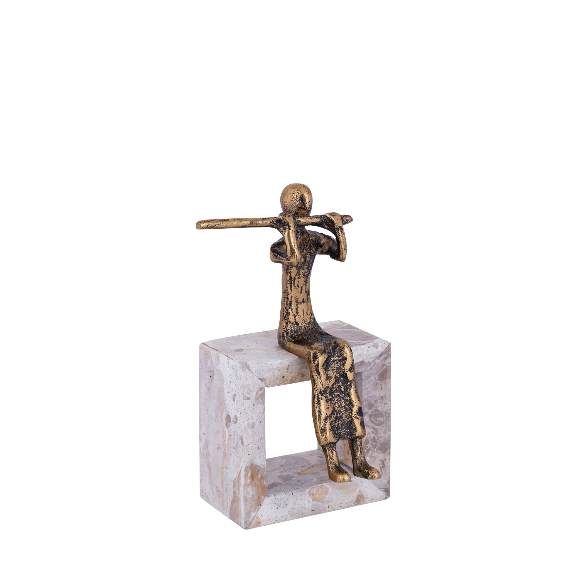 Aleria Gold casted alu flute lady on marble base