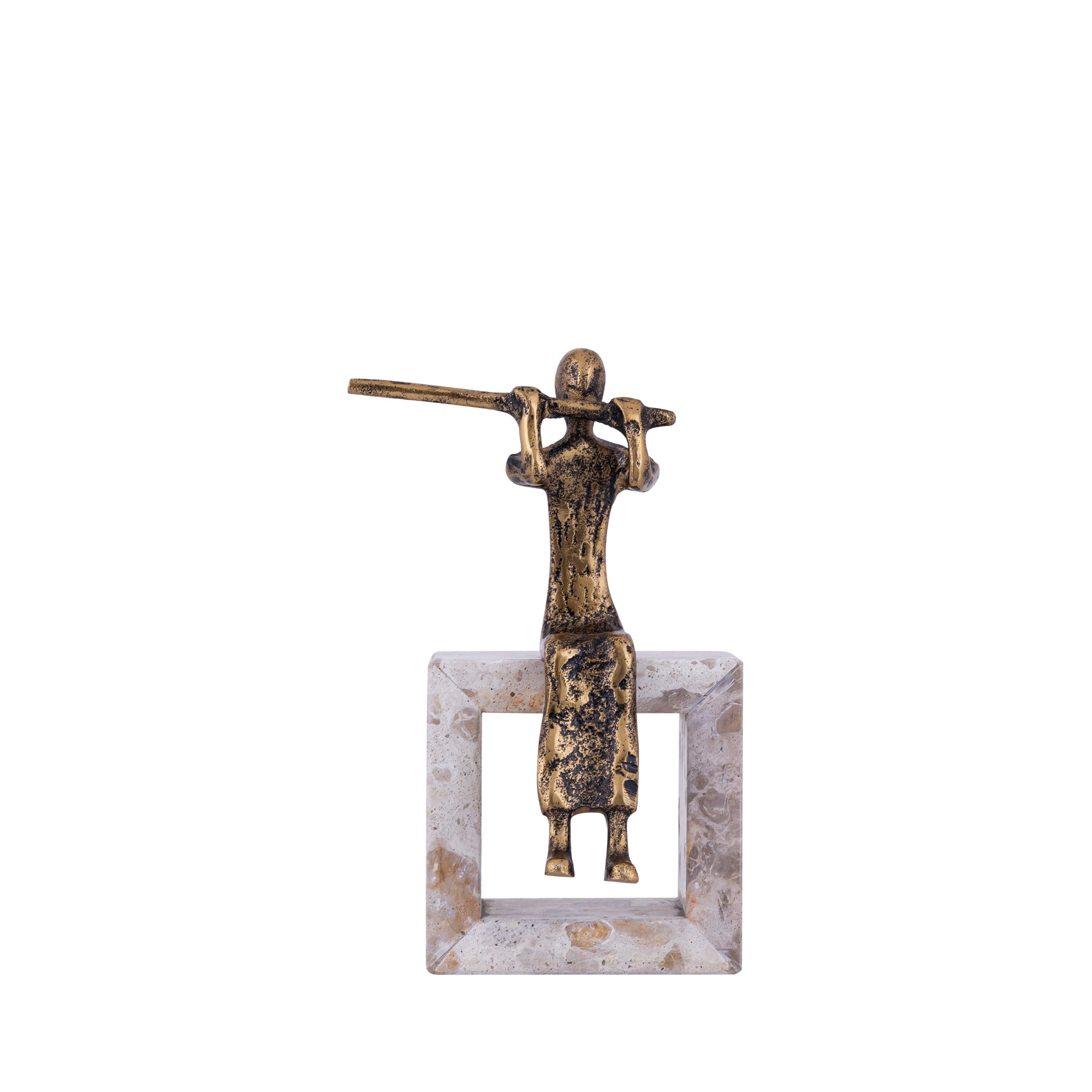Aleria Gold casted alu flute lady on marble base