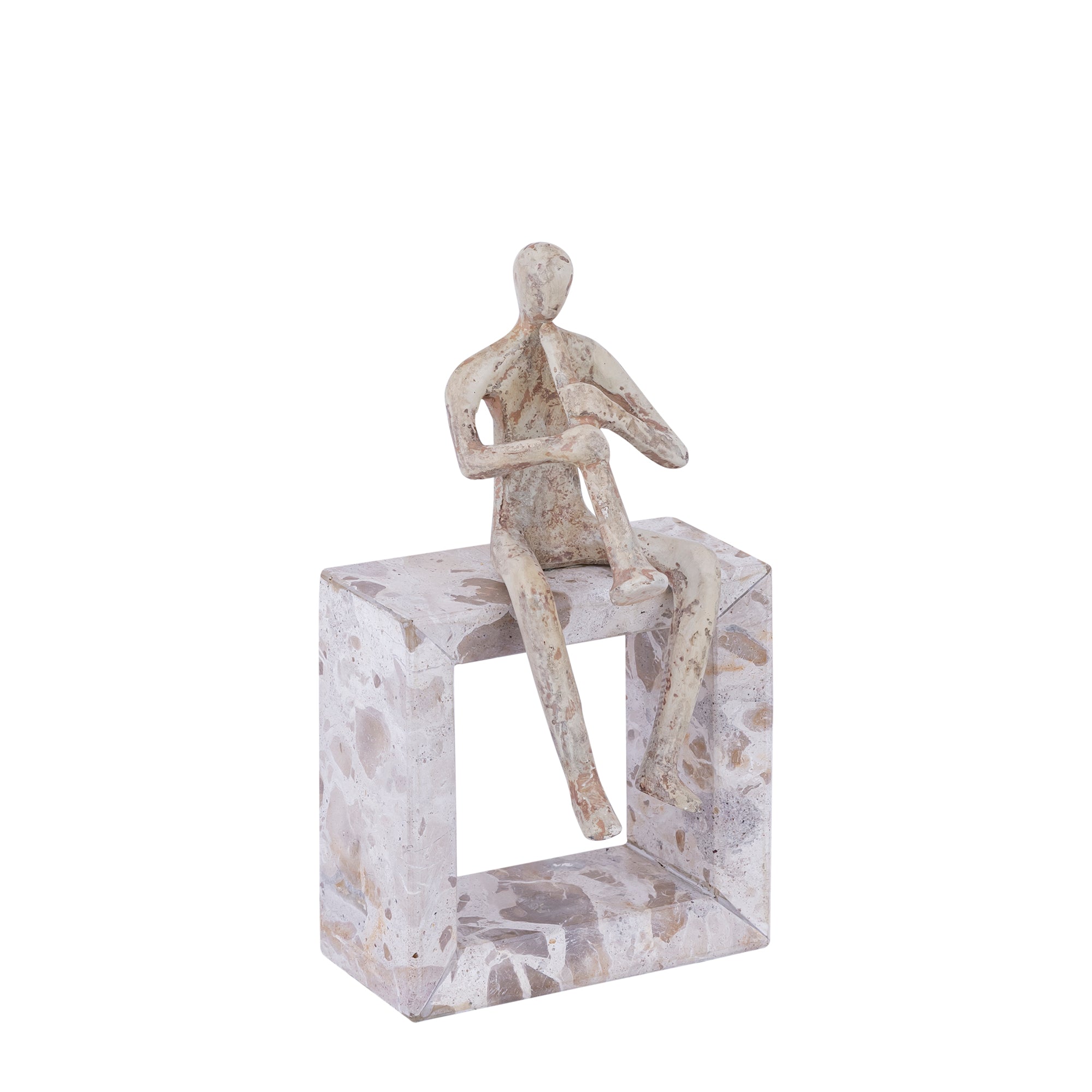 Aleria Beige casted alu trumpet man on marble base