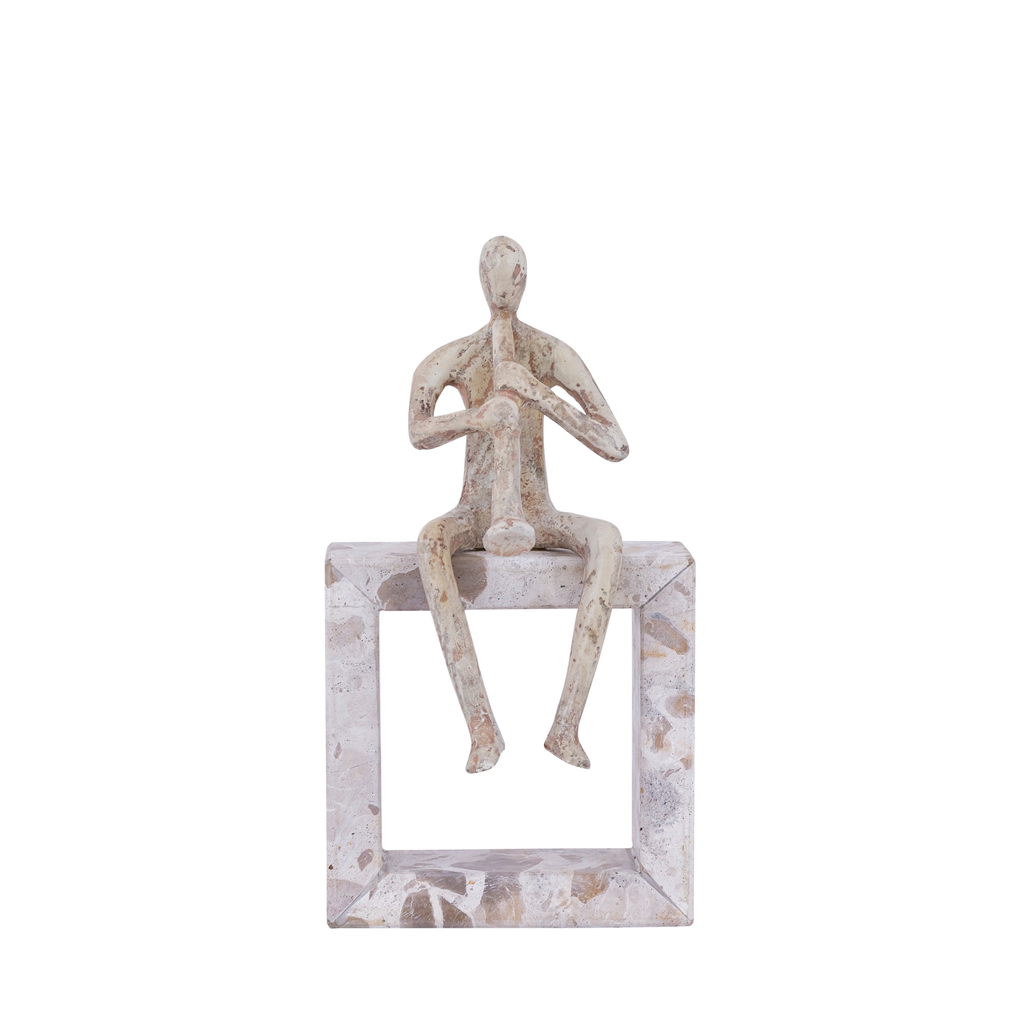 Aleria Beige casted alu trumpet man on marble base