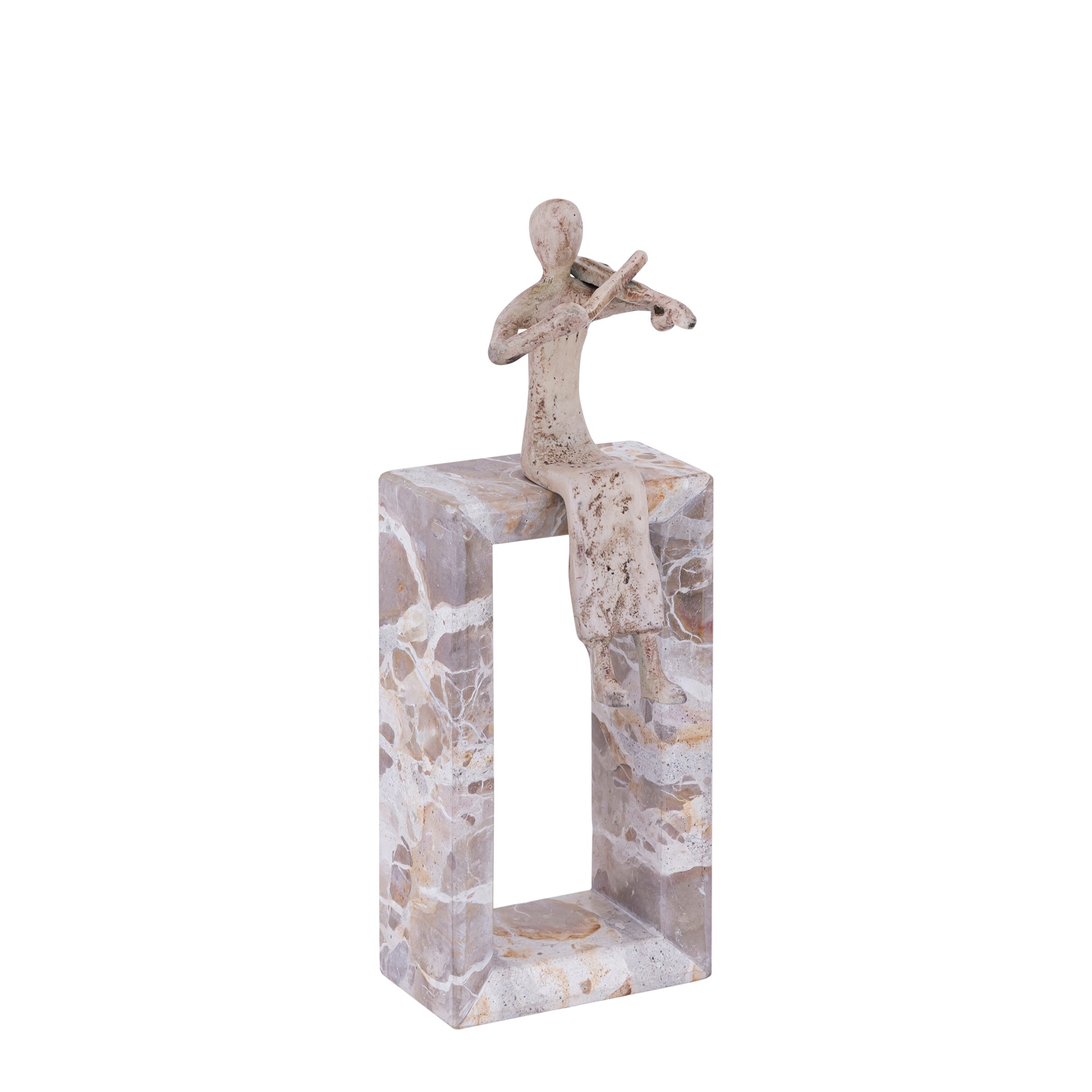 Aleria Beige casted alu violin lady on marble base