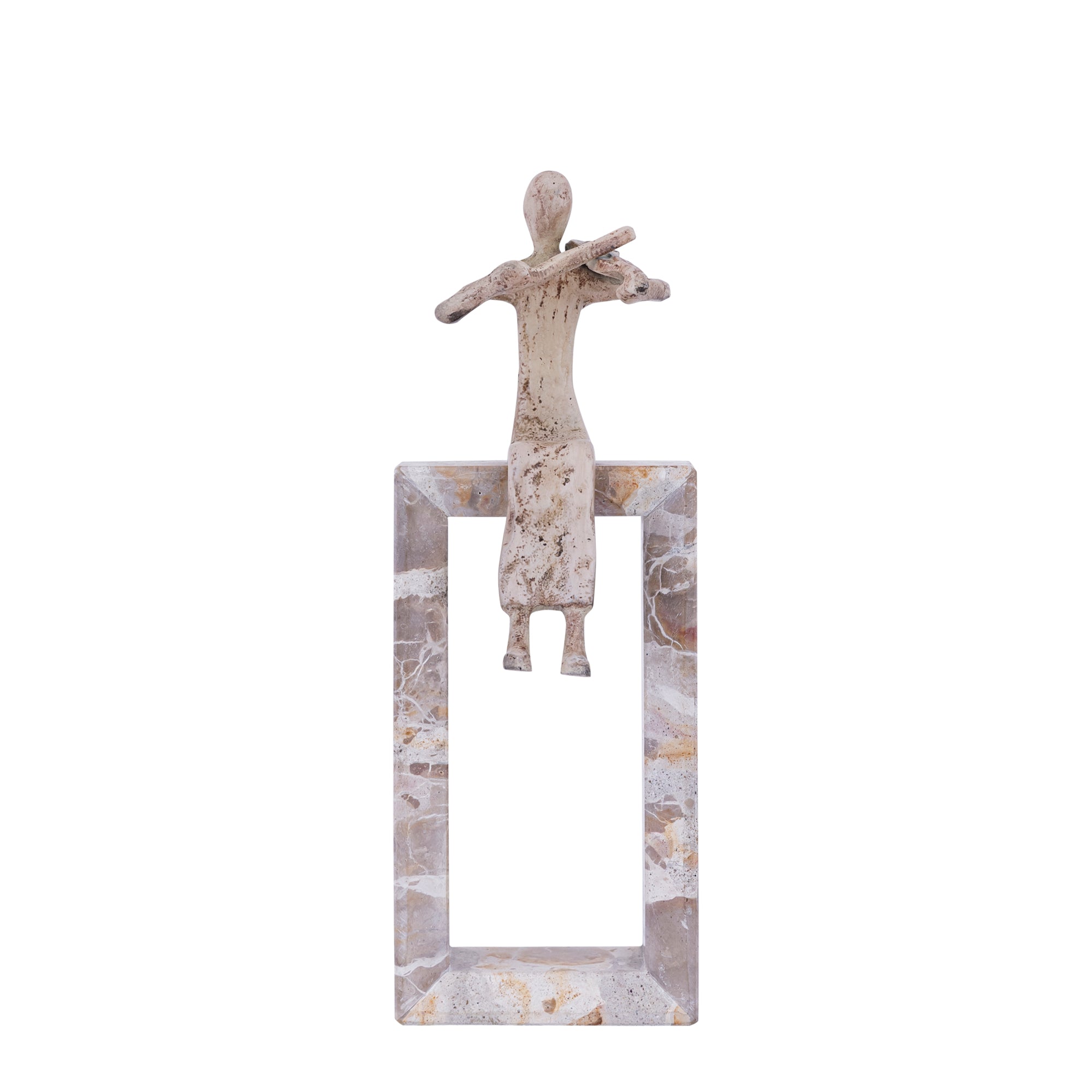Aleria Beige casted alu violin lady on marble base
