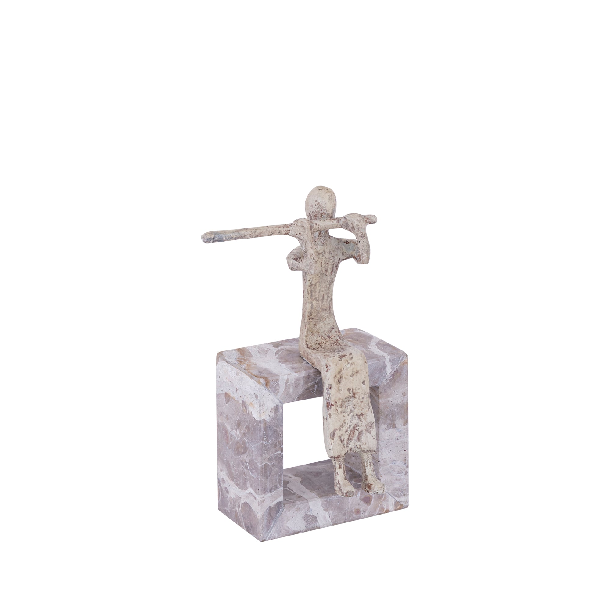 Aleria Beige casted alu flute lady on marble base