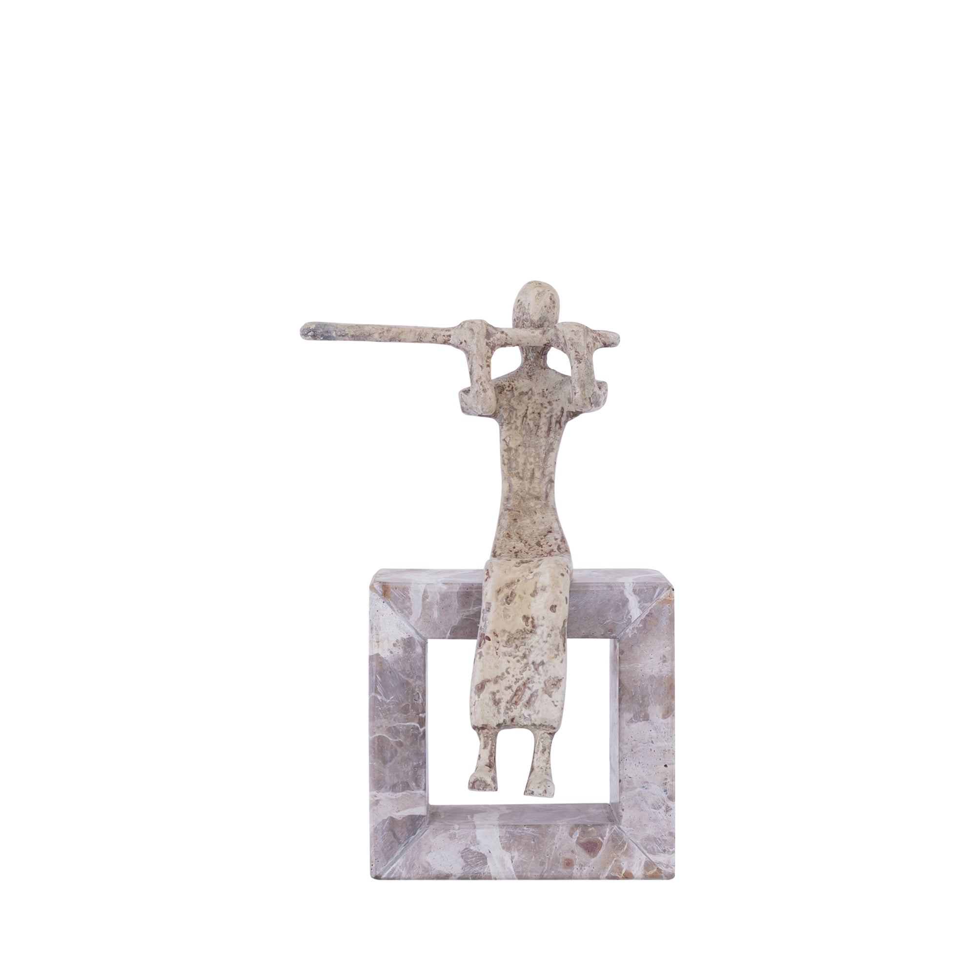 Aleria Beige casted alu flute lady on marble base