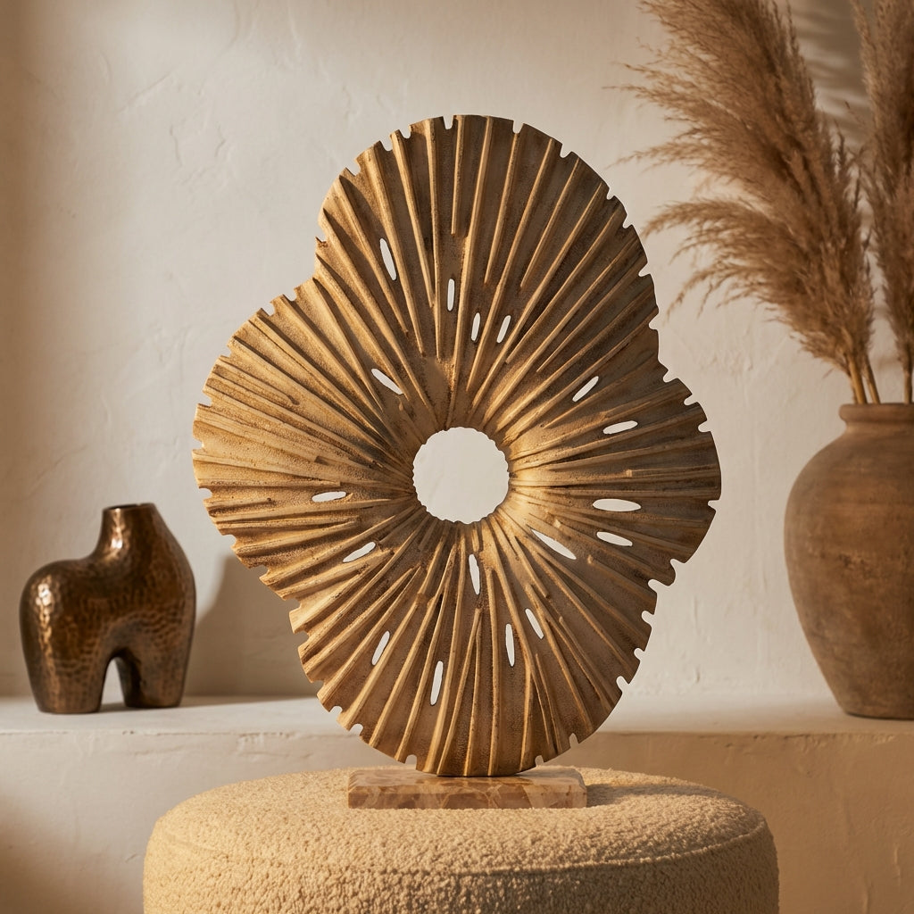 Vija Beige casted alu organic open statue L