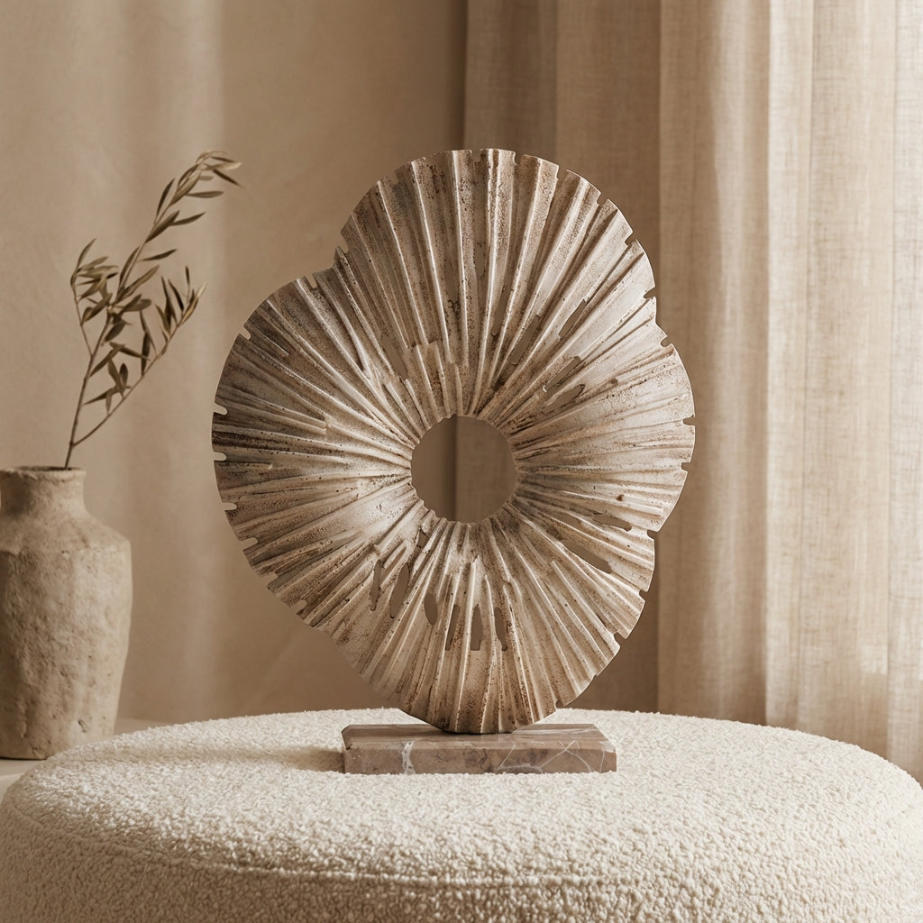 Vija Beige casted alu organic open statue S