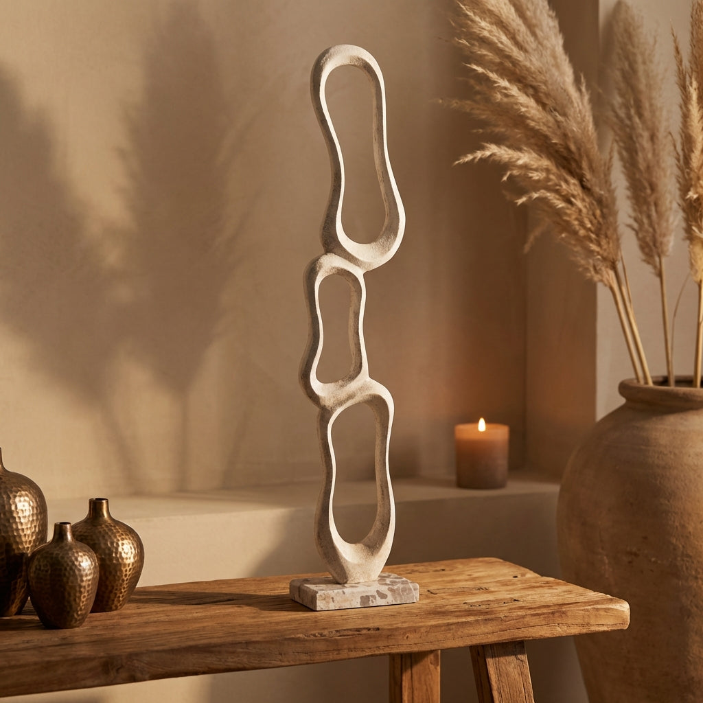Camare Beige casted alu abstract open statue L