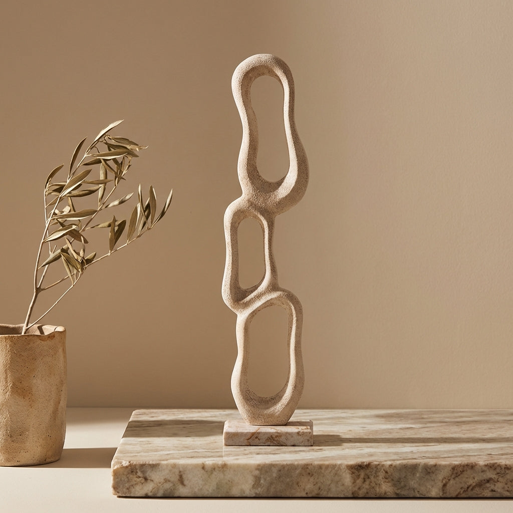 Camare Beige casted alu abstract open statue S