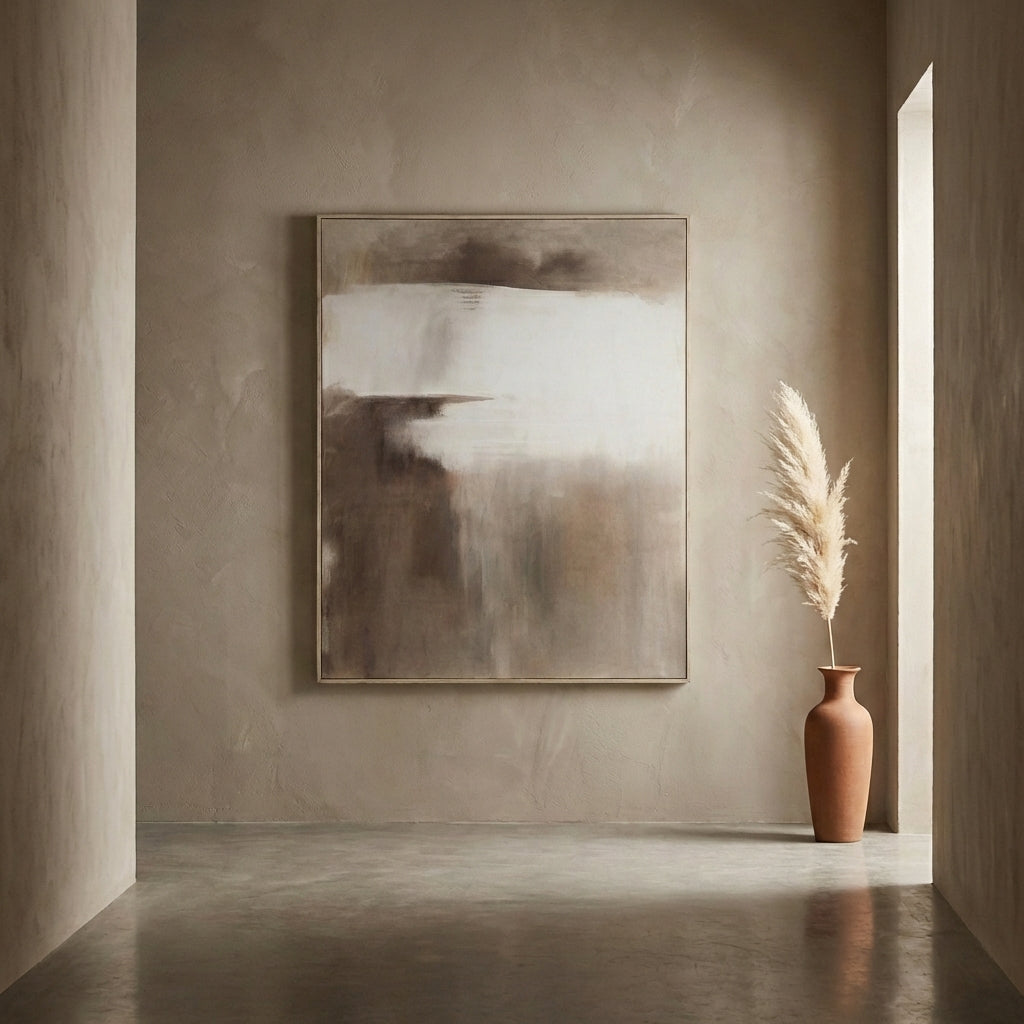 Olger Beige abstract canvas wall panel framed B