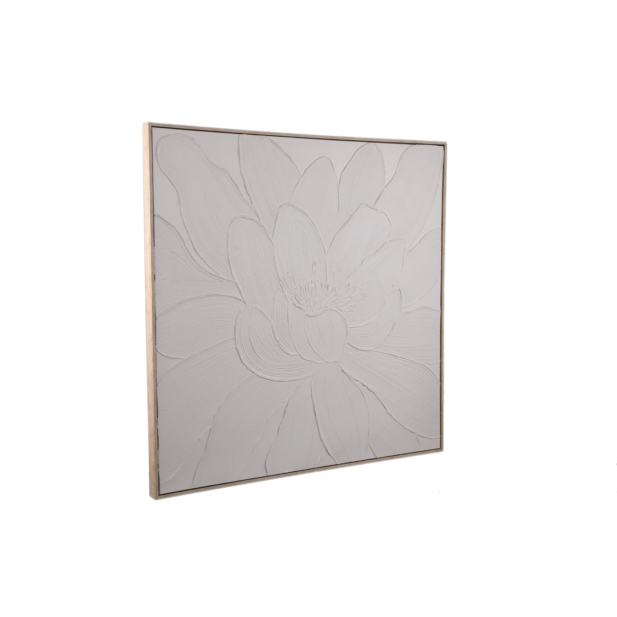 Florise Cream framed canvas wall panel flower A